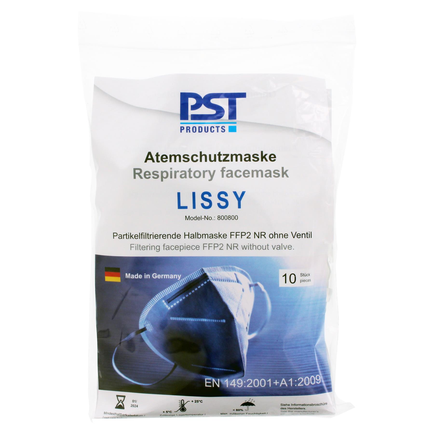 10x Atemschutzmaske FFP2 Gesichtsmaske LISSY Made in Germany, Bekleidung, Hut, Flasche, Kappe, Tasche