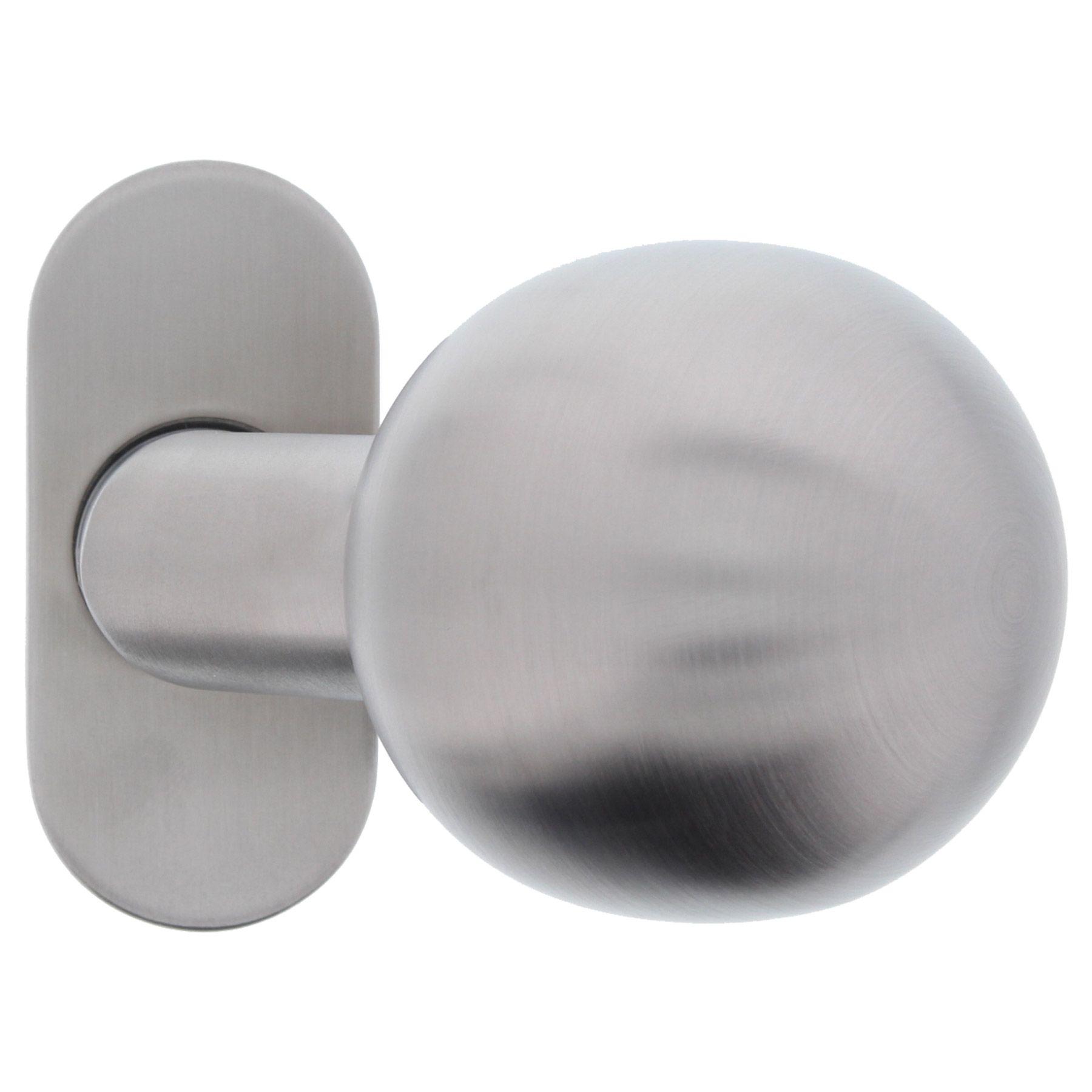 ToniTec® Türknopf oval gekröpft fest Edelstahl fein matt mit Vierkantstift, Griff