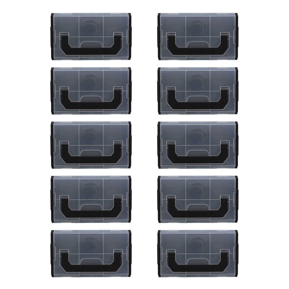 Sortimo L-BOXX Koffer Set Mini schwarz, Deckel transparent, 10 Stück, Dekoration für Zuhause, Feuerwaffe, Waffe