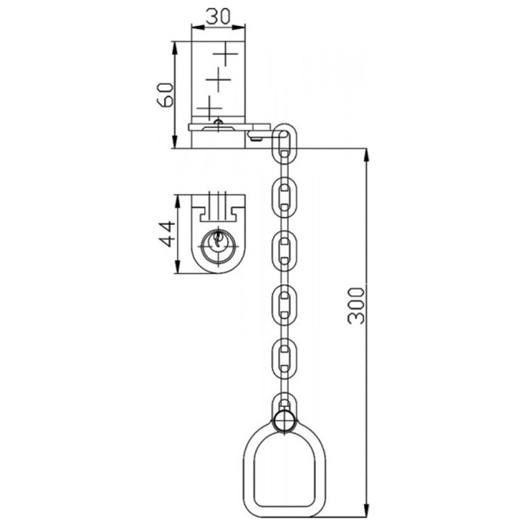 Ikon Türgriffkette 174 mit DruckZylinder inkl. zwei Schlüssel F1 F2 F2