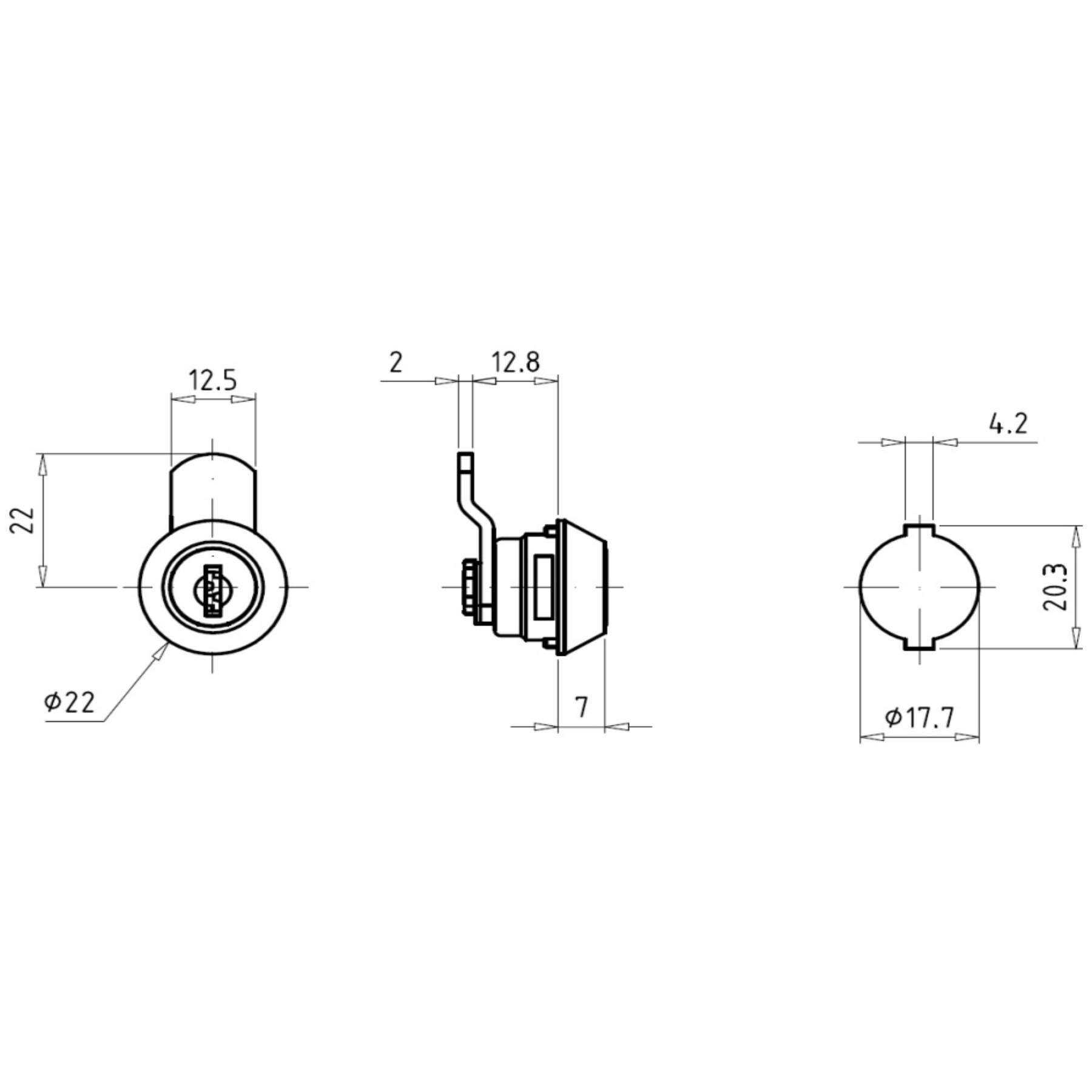 ToniTec Briefkastenschloss 1012, CAD-Diagramm, Diagramm