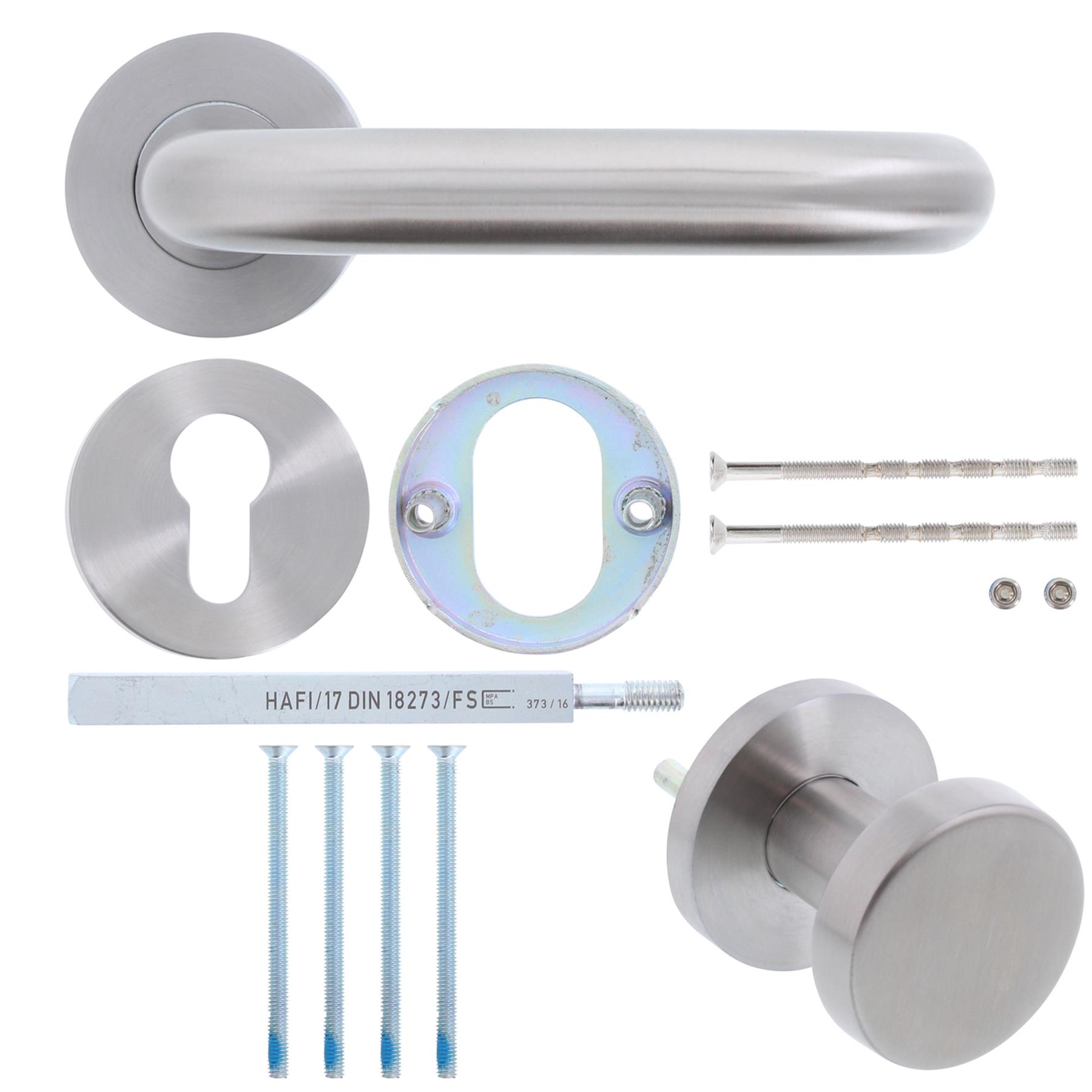 HAFI Feuerschutz Wechselgarnitur DG202 PZ Vierkant 9 mm Türstärke 47-62 mm ES Edelstahl matt 299A0004044, Griff, Klebeband, Drinnen, Zimmer, Duscharmatur