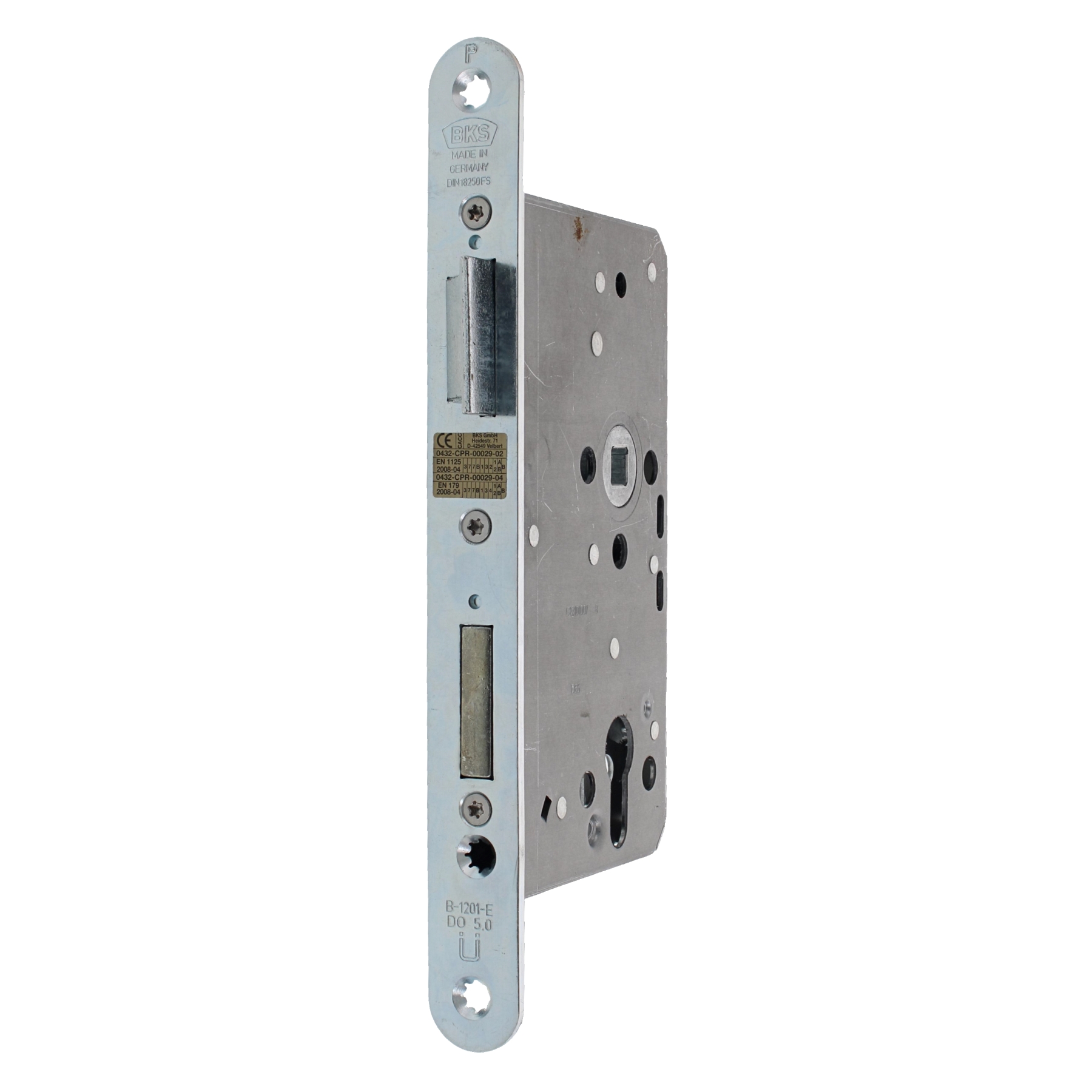BKS Einsteckschloss PZ mit Panikfunktion E DIN rechts 65 / 72 / 9 Stulp 235 x 24 mm
