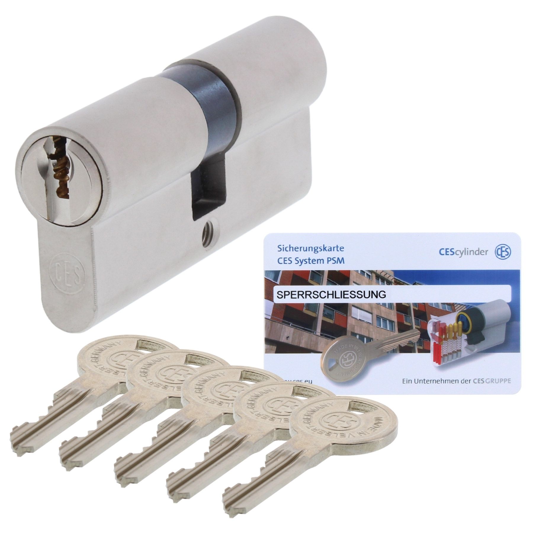 CES PSM Profilzylinder Sicherheitszylinder N+G inkl. 5 Schlüssel verschiedenschliessend 40.5/45.5 mm