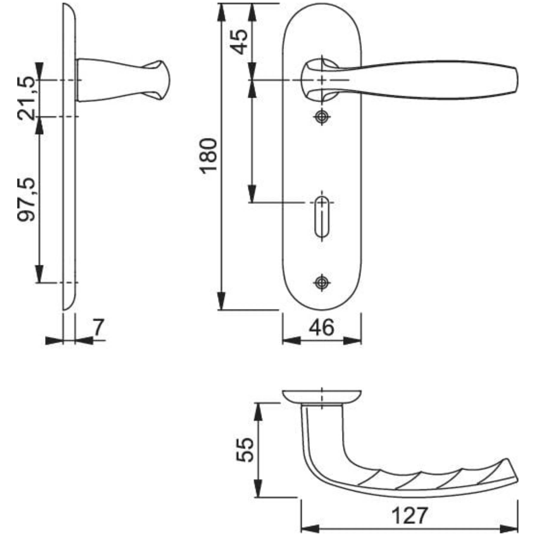 HOPPE Kurzschild-Garnitur New York 1810/273KP 8/72 OB F9 3273080
