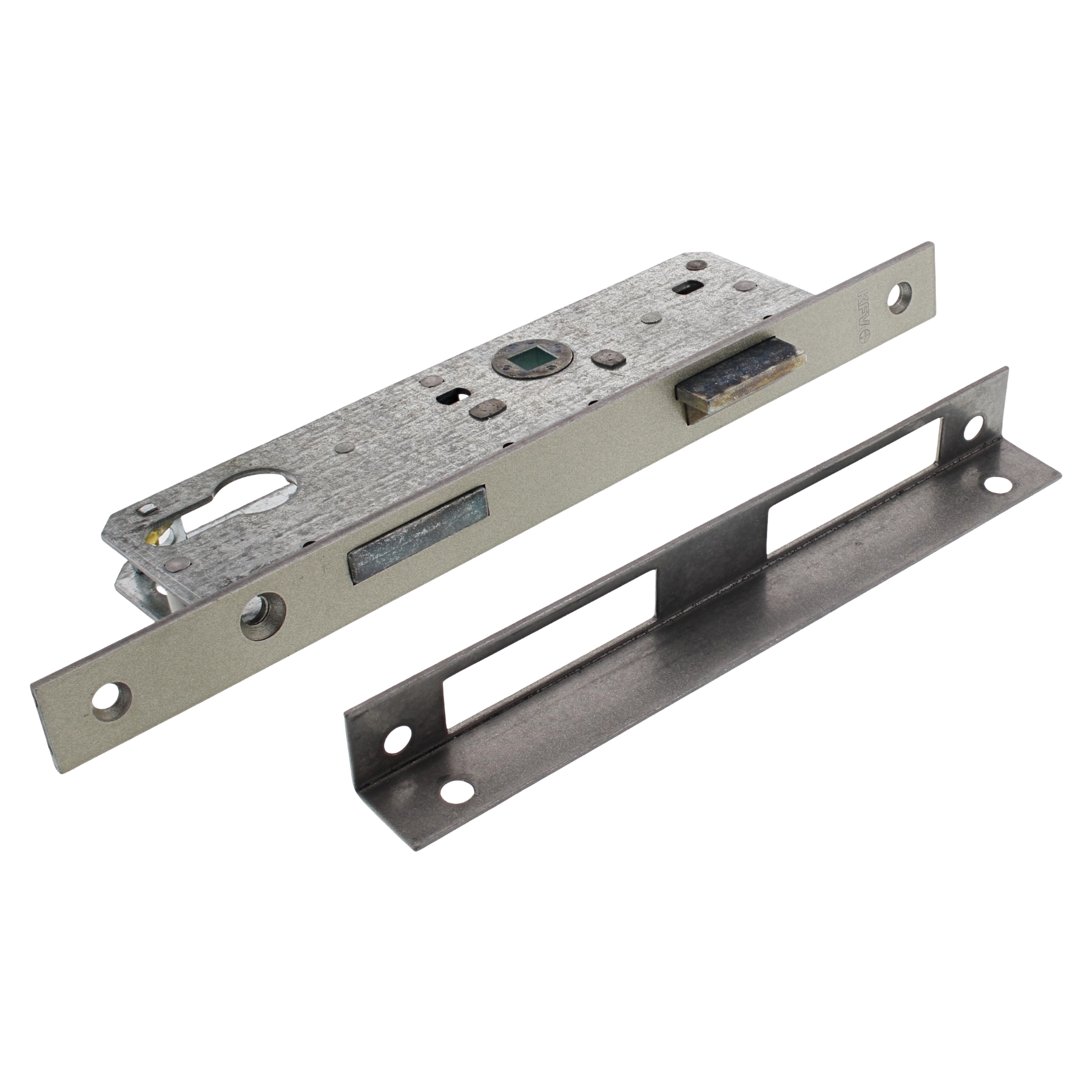 KFV Glastüreinsteckschloss 521-1/2 PZW 30/72/8 mm DIN links mit Schließblech Alt Silber lackiert, Griff, Klinge, Rasiermesser, Waffe