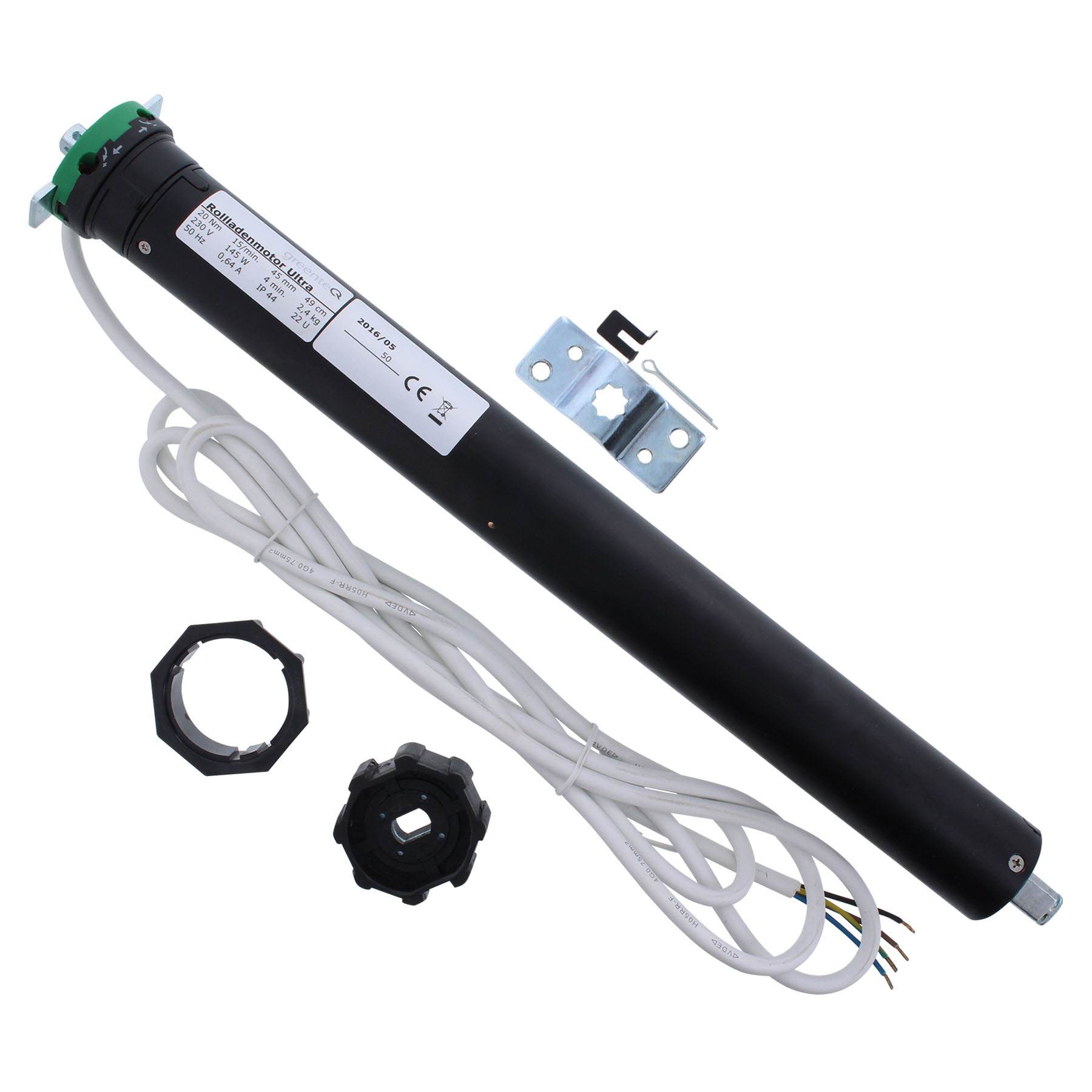 greenteQ Funk-Rollladenmotor Mini 10 NM/ 40 mm 3865650000, Rauchrohr, Licht