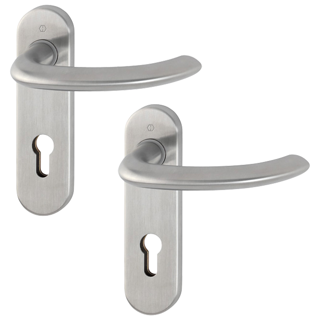 HOPPE Kurzschild-Garnitur Marseille E1138F/353K PZ Vierkant 8 mm F69 Edelstahl matt 3041879, Griff