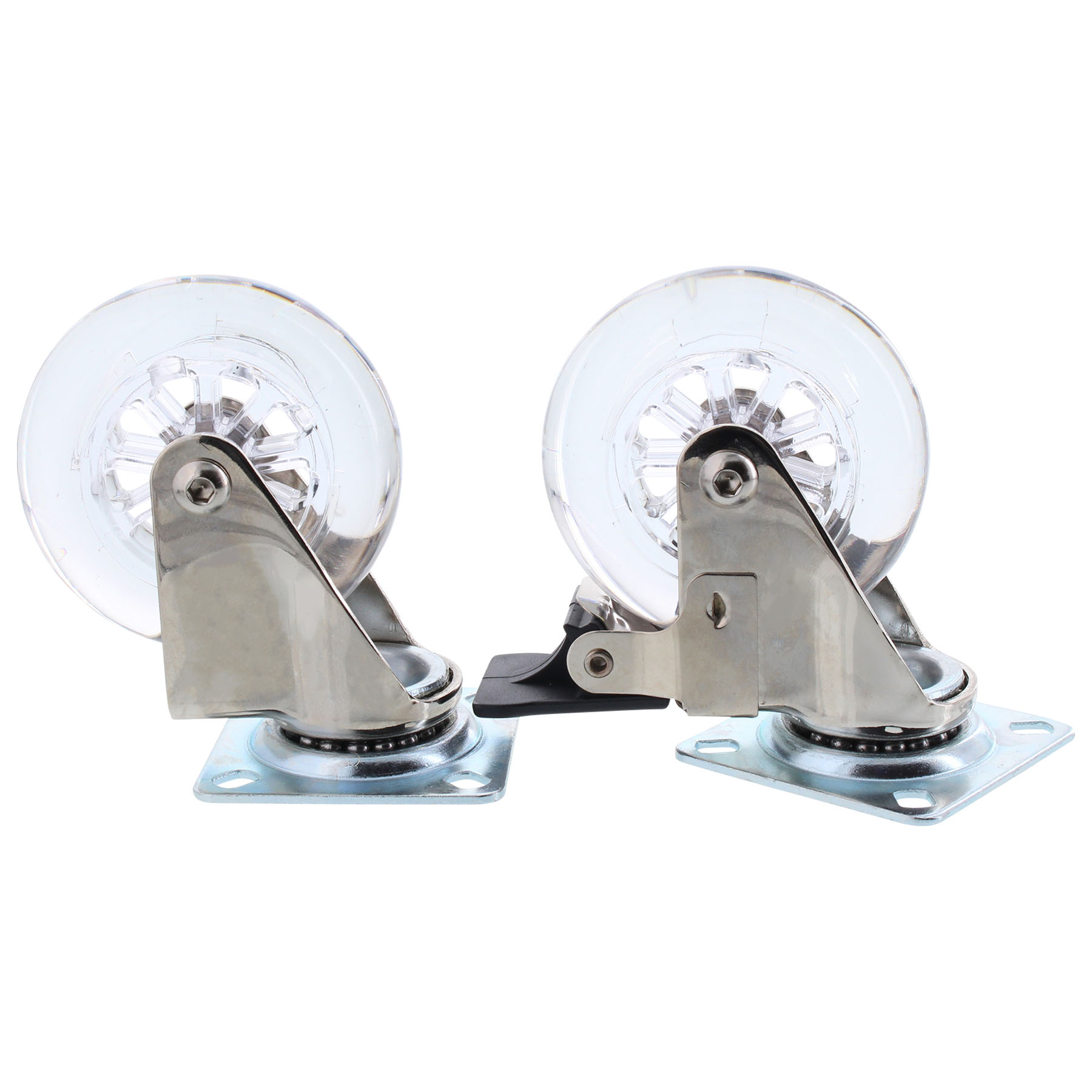 Emuca Rollen-Set mit Anschraubplatte D75 transparent (4 Stück), Licht