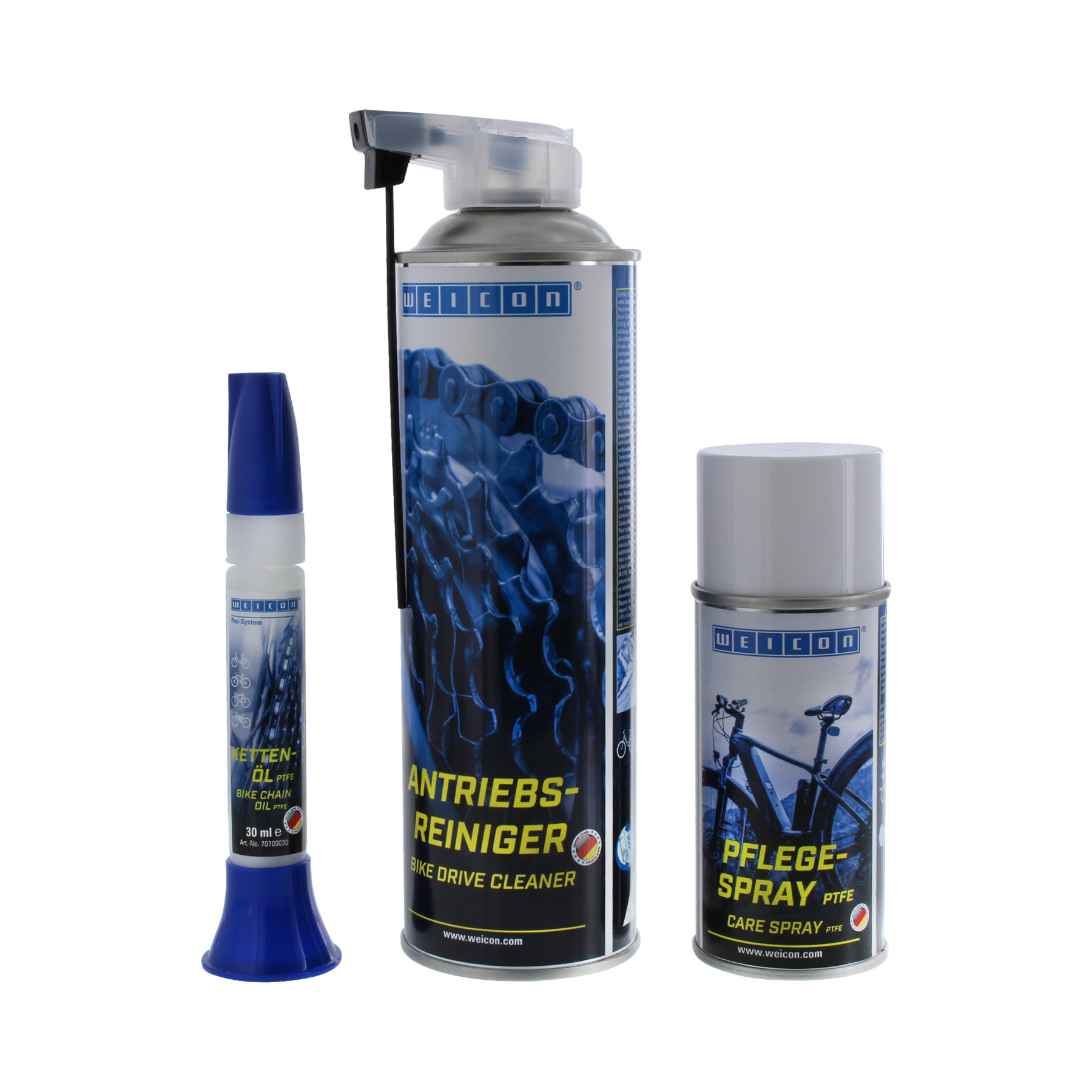 WEICON Fahrrad-Pflegeset 3-teilig 70890002, Zinn, Kann, Spraydose, Flasche, Shaker