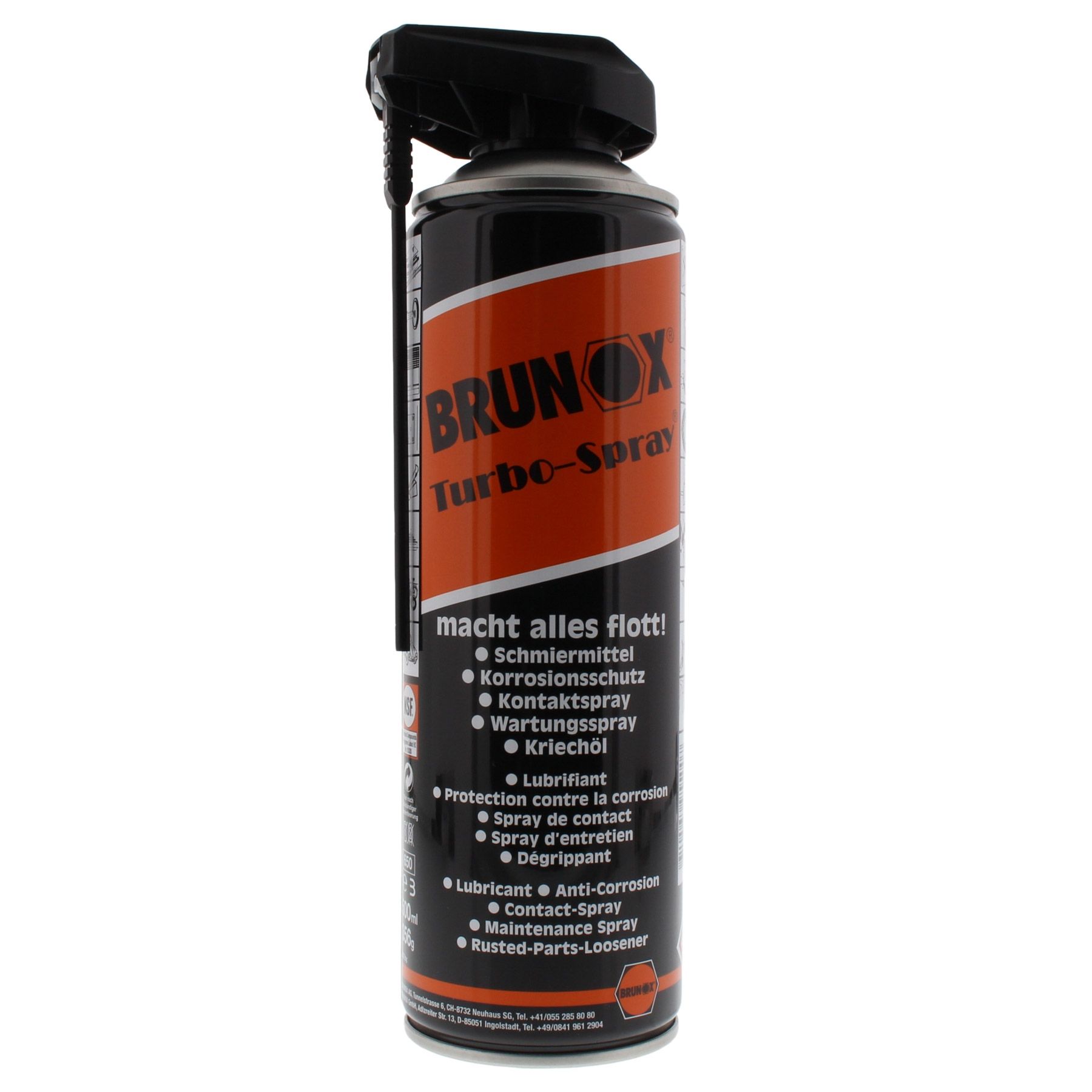 BRUNOX Turbo-Spray Schmiermittel POWER-CLICK 500 ml, Zinn, Kann, Spraydose, Flasche, Shaker