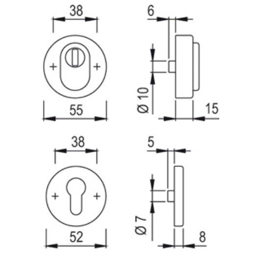 HOPPE Schutzrosette mit ZA E42NSB-ZA/42S F69 601158, Zahl, Symbol, Text