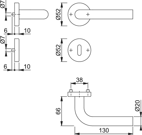 HOPPE Rosetten-Garnitur Bonn E150F/42/42KVS Ovalbart Vierkant 8 mm Edelstahl matt 3114548