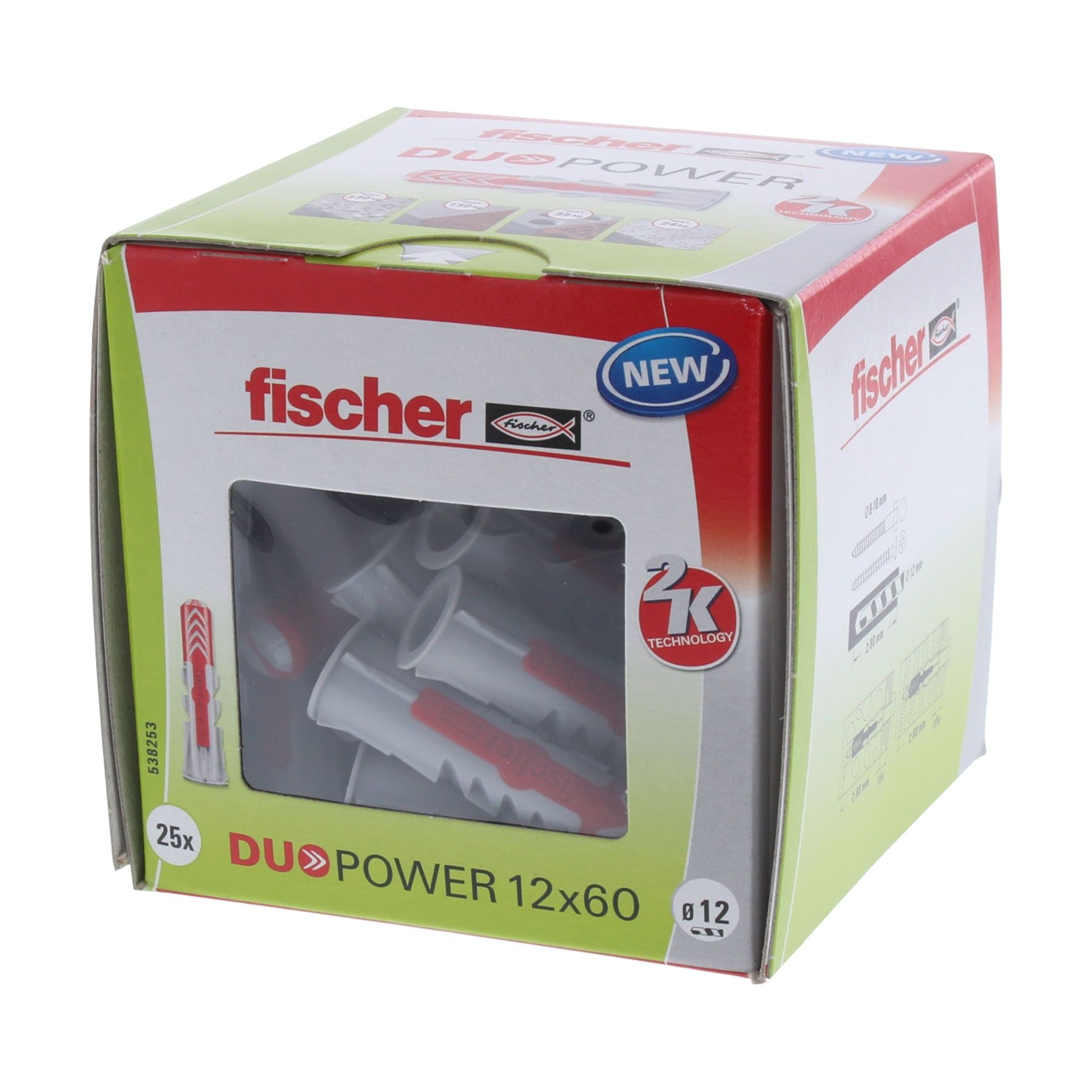 Fischer DUOPOWER Dübel 12x60 mm 25 Stück, Kiste, Karton, Computerausrüstung