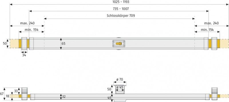ABUS Panzerriegel PR2700 ohne Zylinder Edelstahl-Look