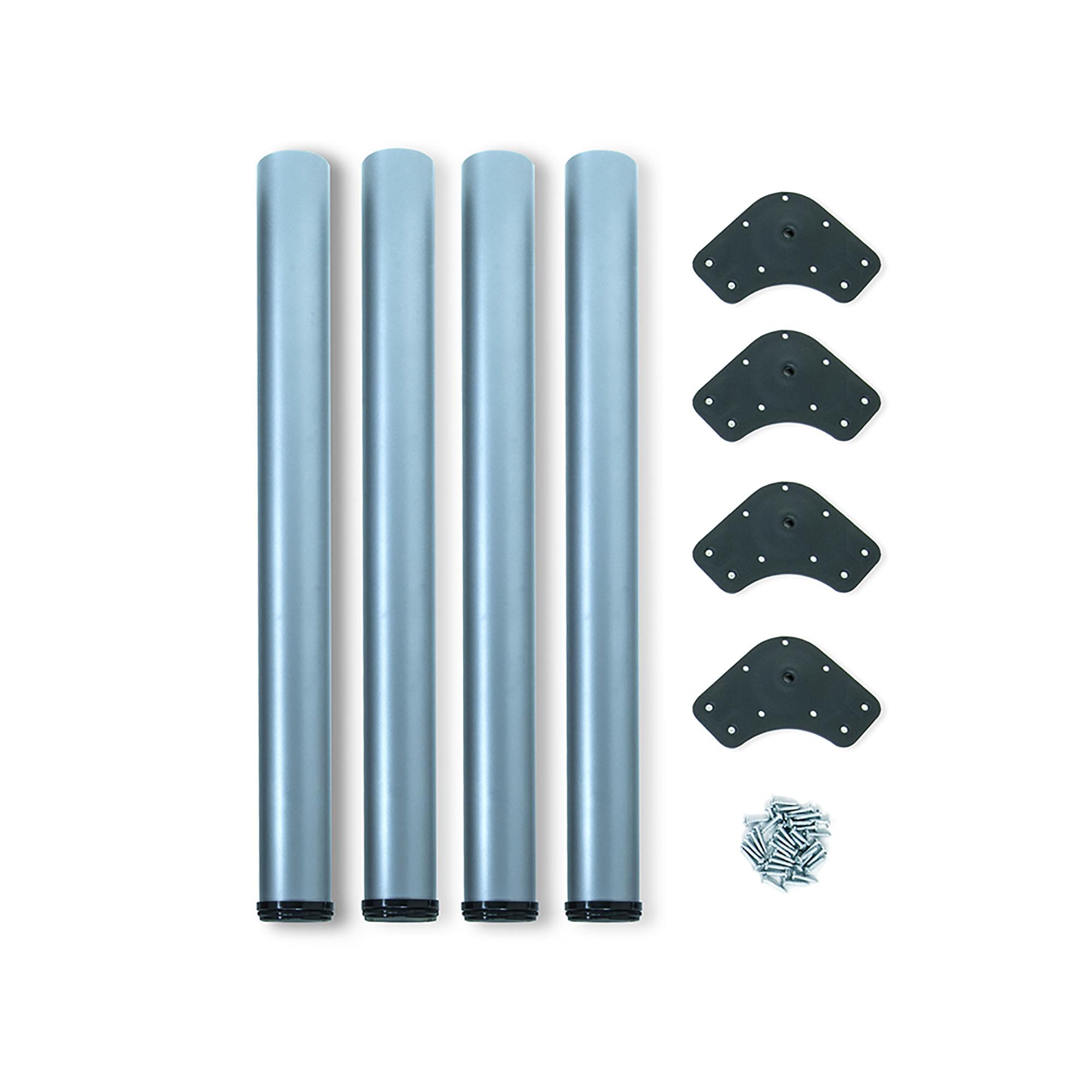 Emuca Tischbein-Set D60 mm höhenverstellbar 830-850 mm Aluminium Stahl grau, 4 Stück, Aluminium