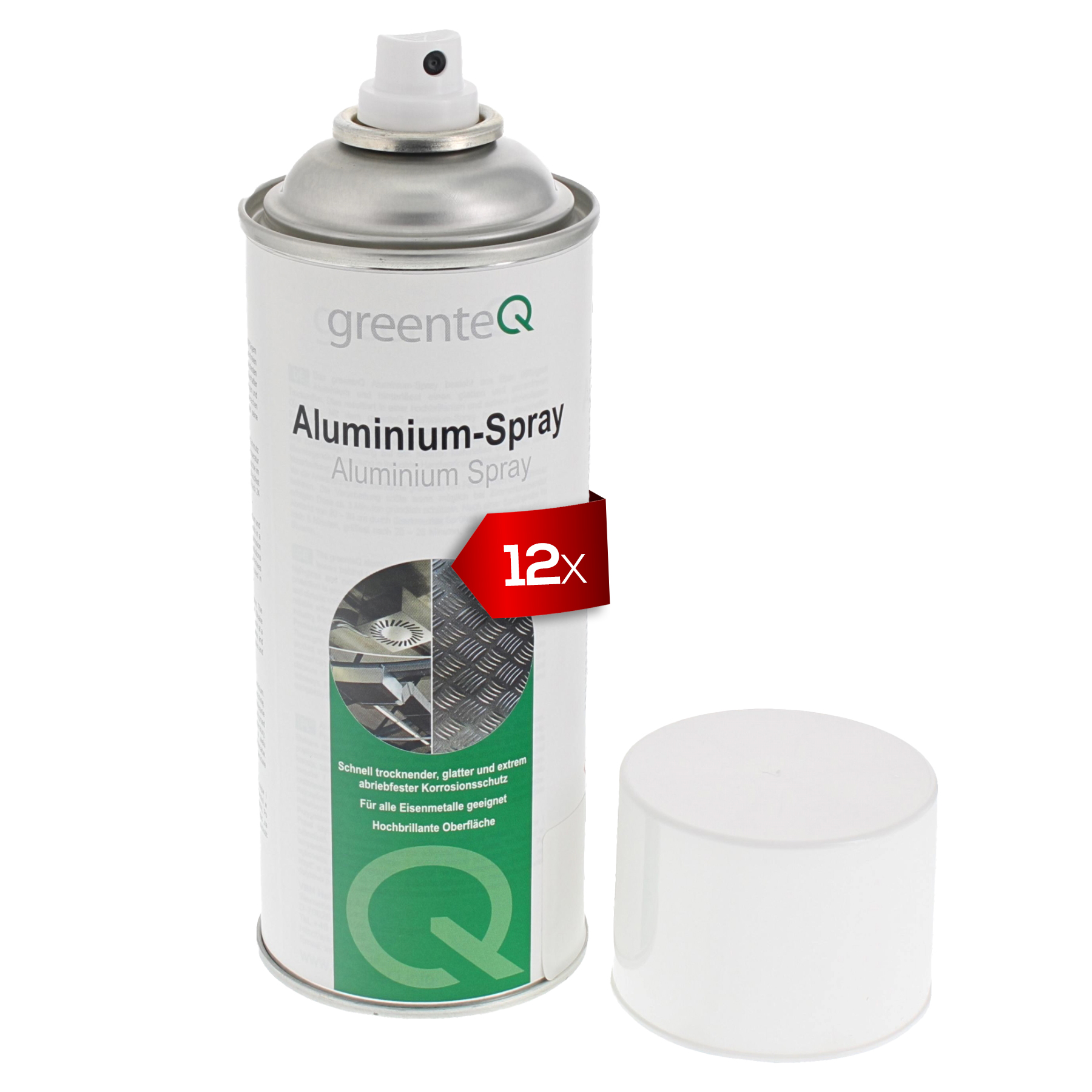 greenteQ Aluminium Spray 12 Dosen 400 ml, Kann, Spraydose, Zinn