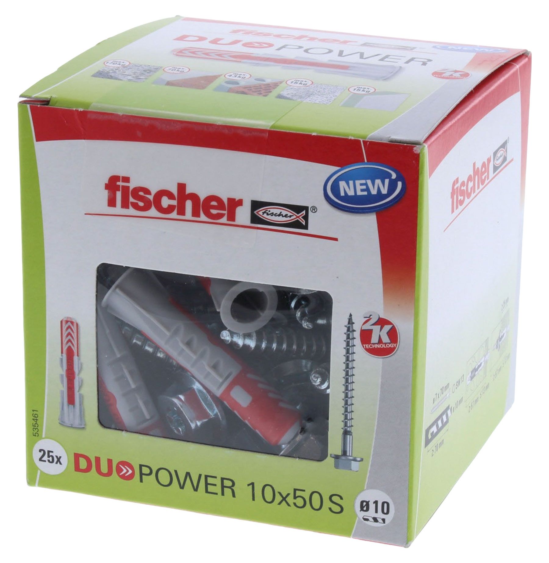 Fischer DUOPOWER 10x50 S Dübel mit Schraube 25 Stück, Erste Hilfe, Kiste