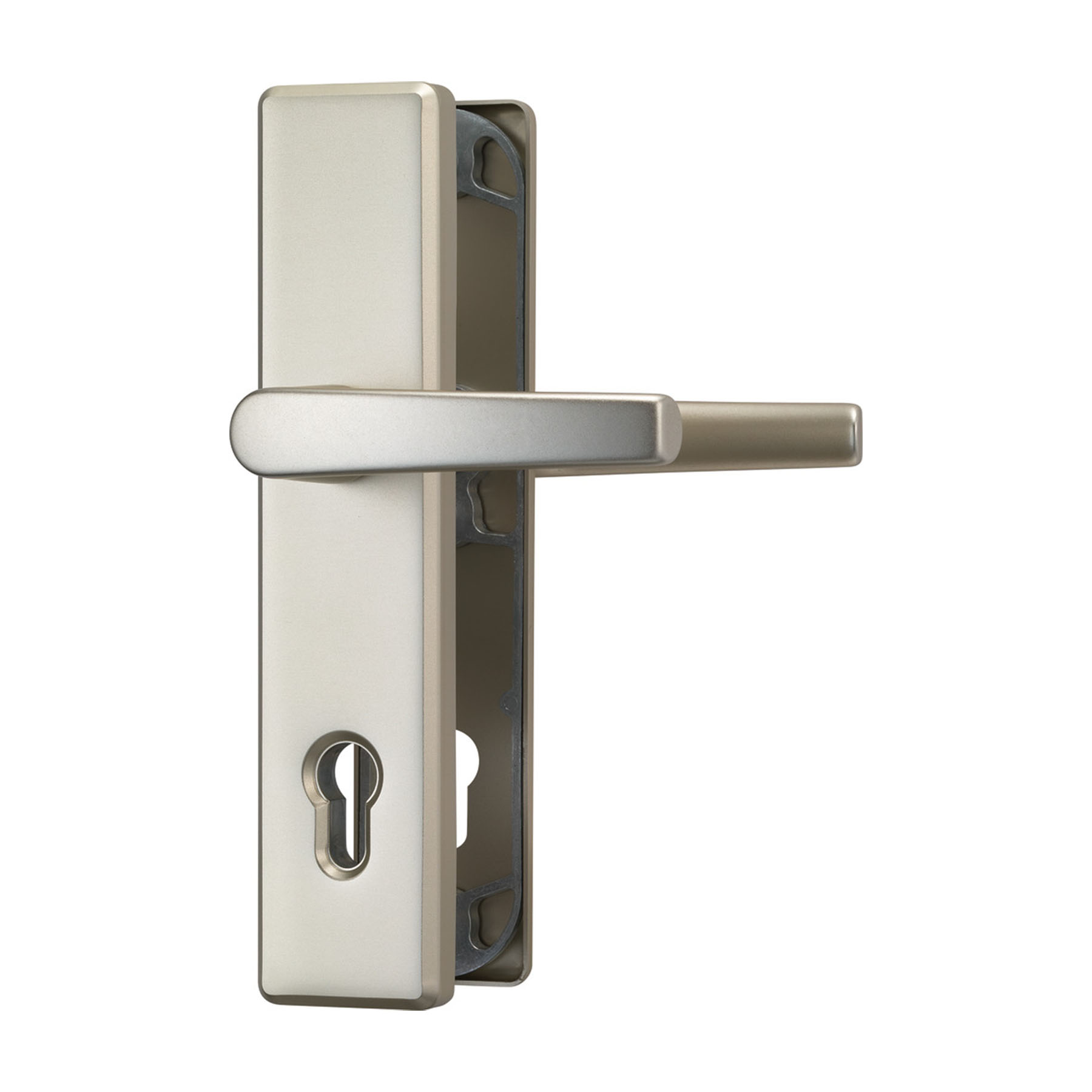 ABUS Schutzbeschlag HLS214 F1 Aluminium F2 Neusilber Abstand 92mm Vierkant 10mm F2, Griff, Griff