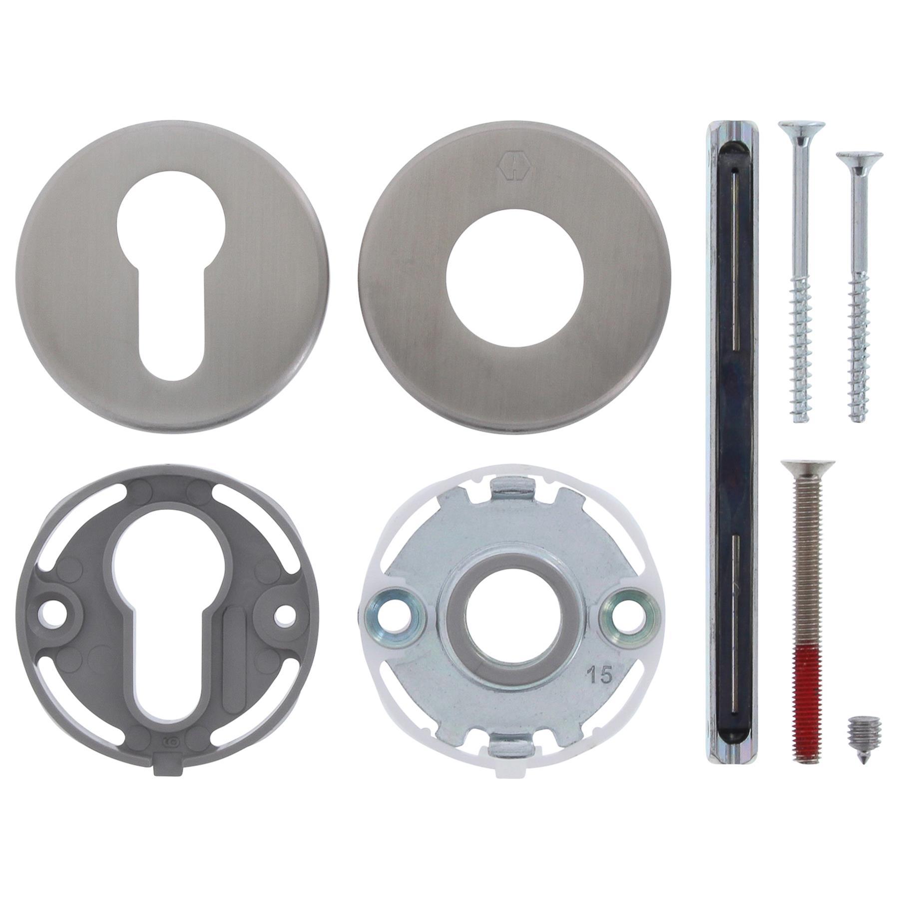 HOPPE Rosetten-Garnitur Amsterdam E1400F/42/42KVS PZ F69 Edelstahl matt 3112163