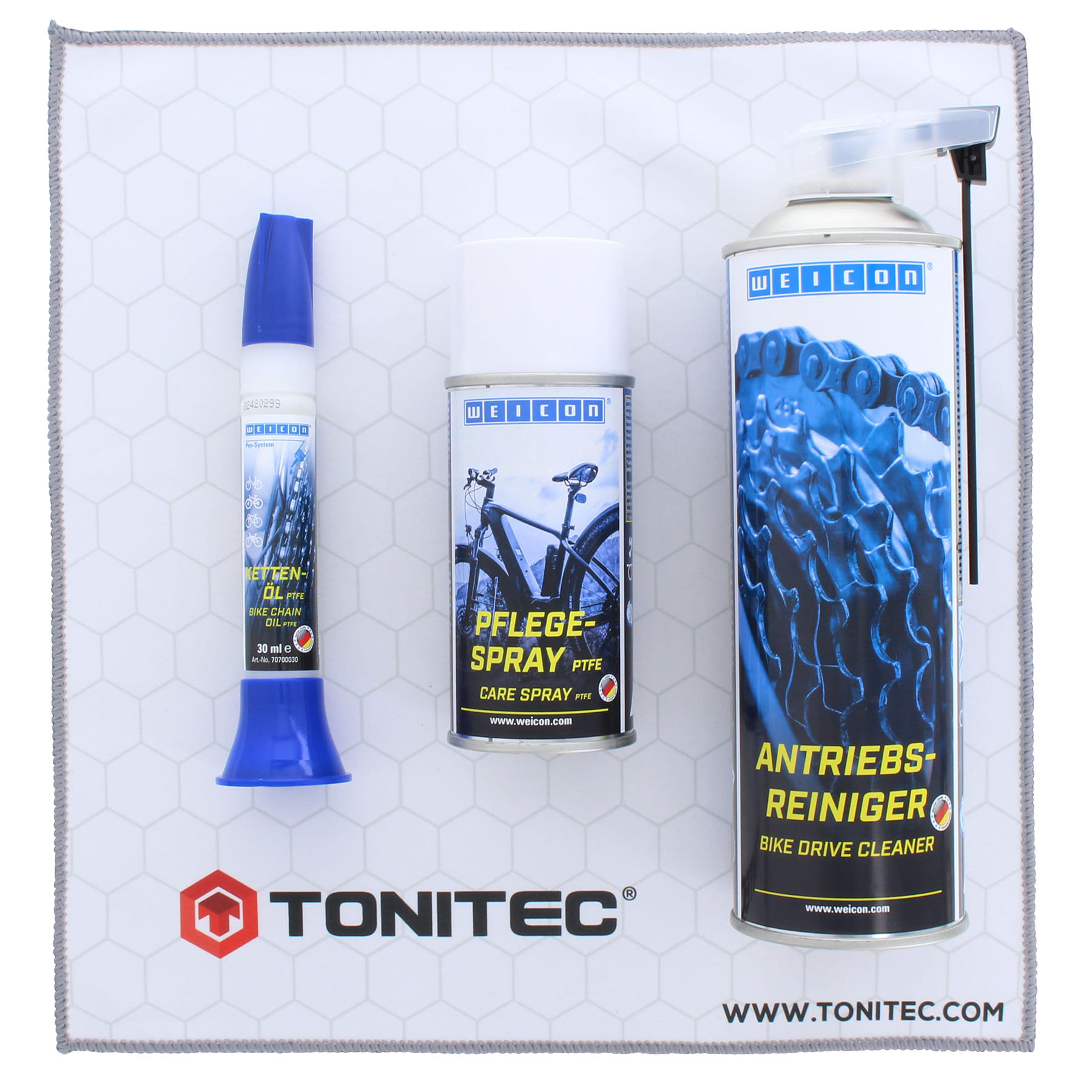 WEICON Fahrrad-Pflegeset 3-teilig inklusive ToniTec® Microfasertuch, Fahrrad, Transport, Fahrzeug