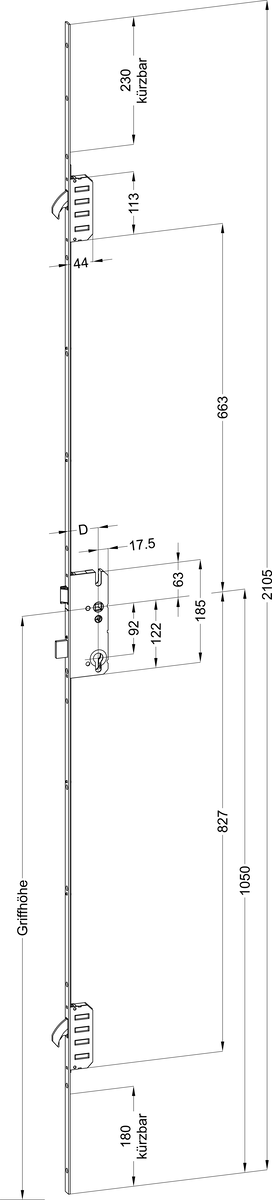 Winkhaus Haustürschloss Mehrfachverriegelung STV M2 92 mm STV-F1660 Dornmaß: 55 mm Vierkant: 10 mm links