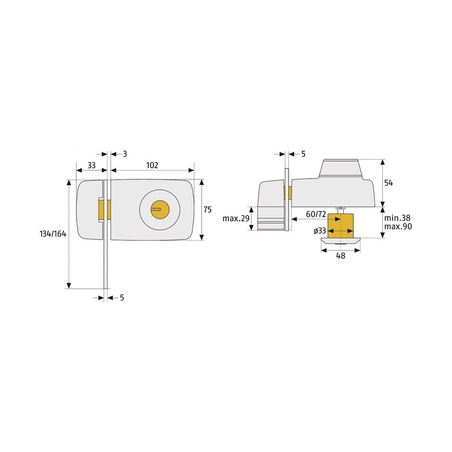 ABUS Tür Zusatzschloss 7035 Tür-Zusatzschloss mit beidseitigem Zylinder und Sperrbügel Edelstahl-Look