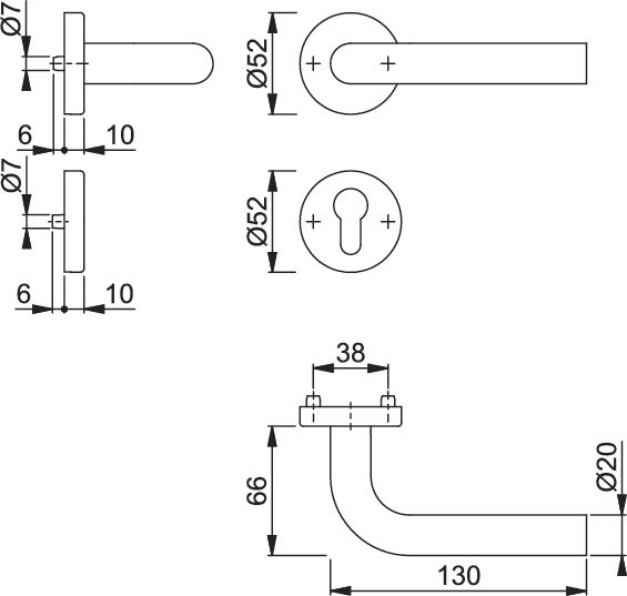 HOPPE Rosetten-Garnitur Bonn E150F/42/42KVS PZ Vierkant 8 mm Edelstahl matt 3114556