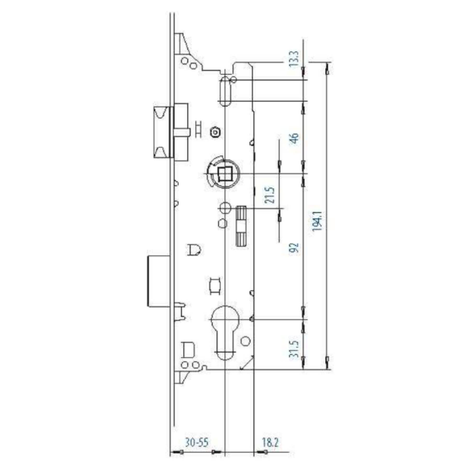 FUHR Schlosskasten Multisafe 859 Reparatur für Mehrfachverriegelung 45 mm 92 mm 8 mm, Schaubild, Schaubild