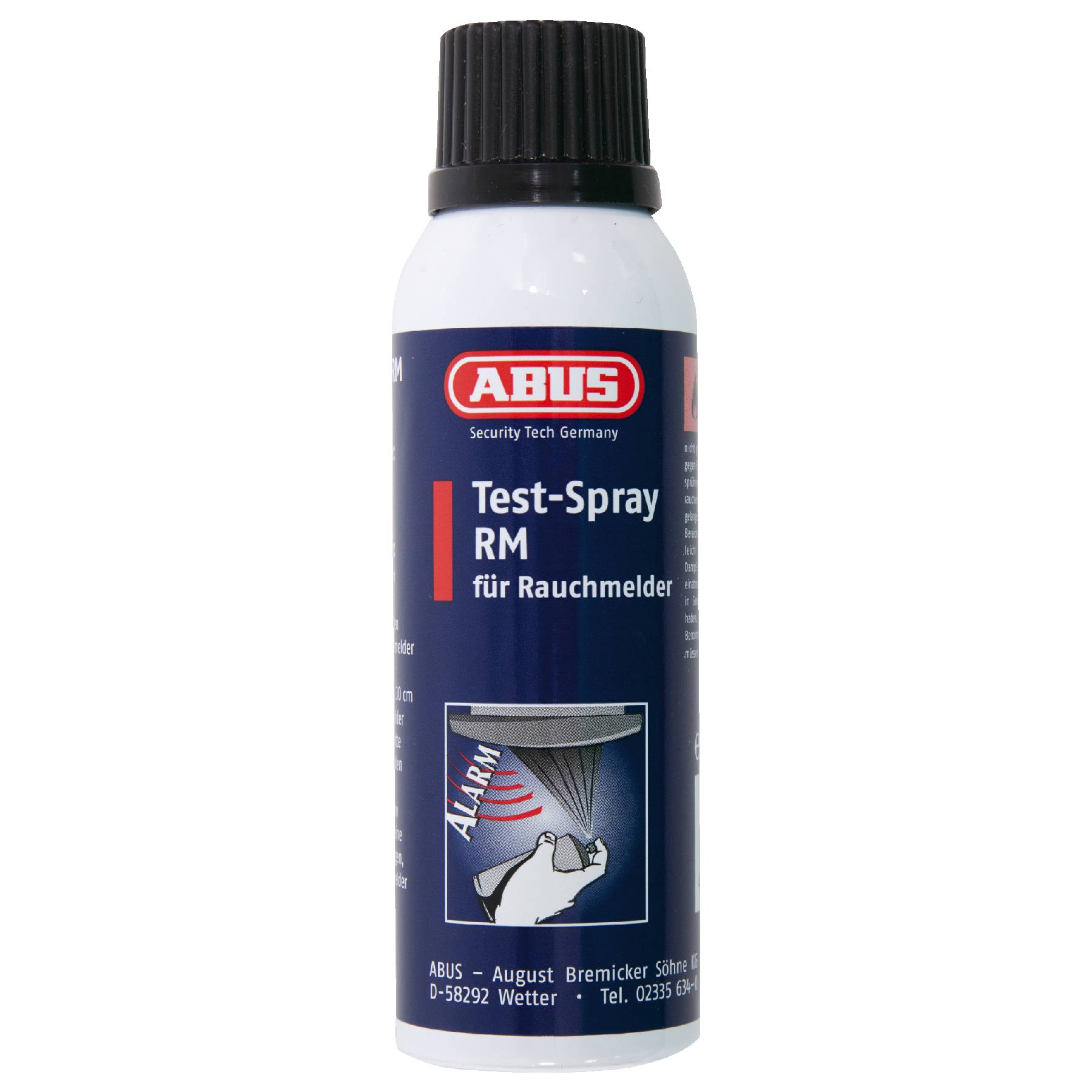 ABUS Testspray Prüfgas für optische Rauchmelder Test Spray 125ml, Flasche, Zinn