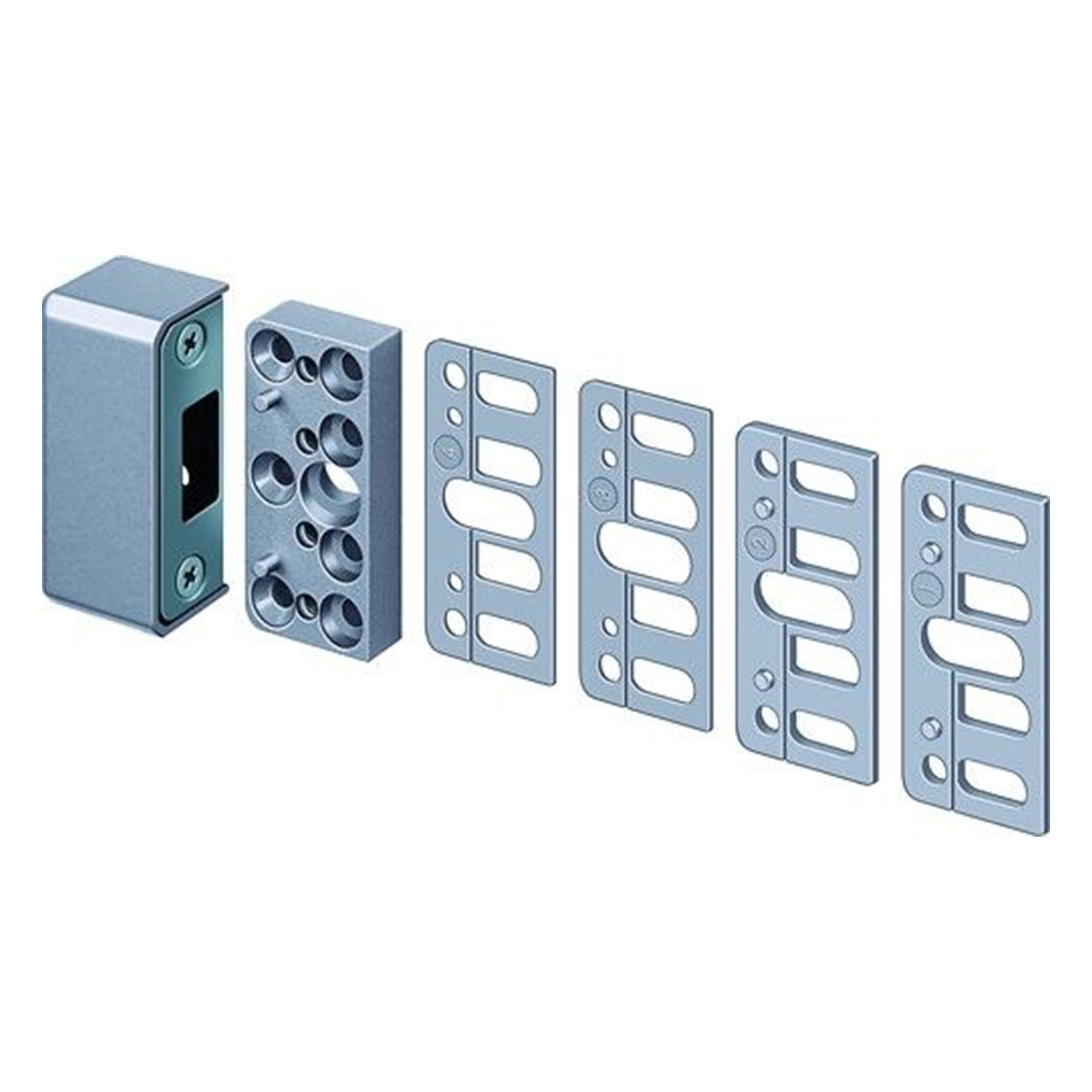 Ikon Schließkasten für Mehrfachverriegelung Senkrecht aufliegend 1077 Silbergrau (RAL7001)