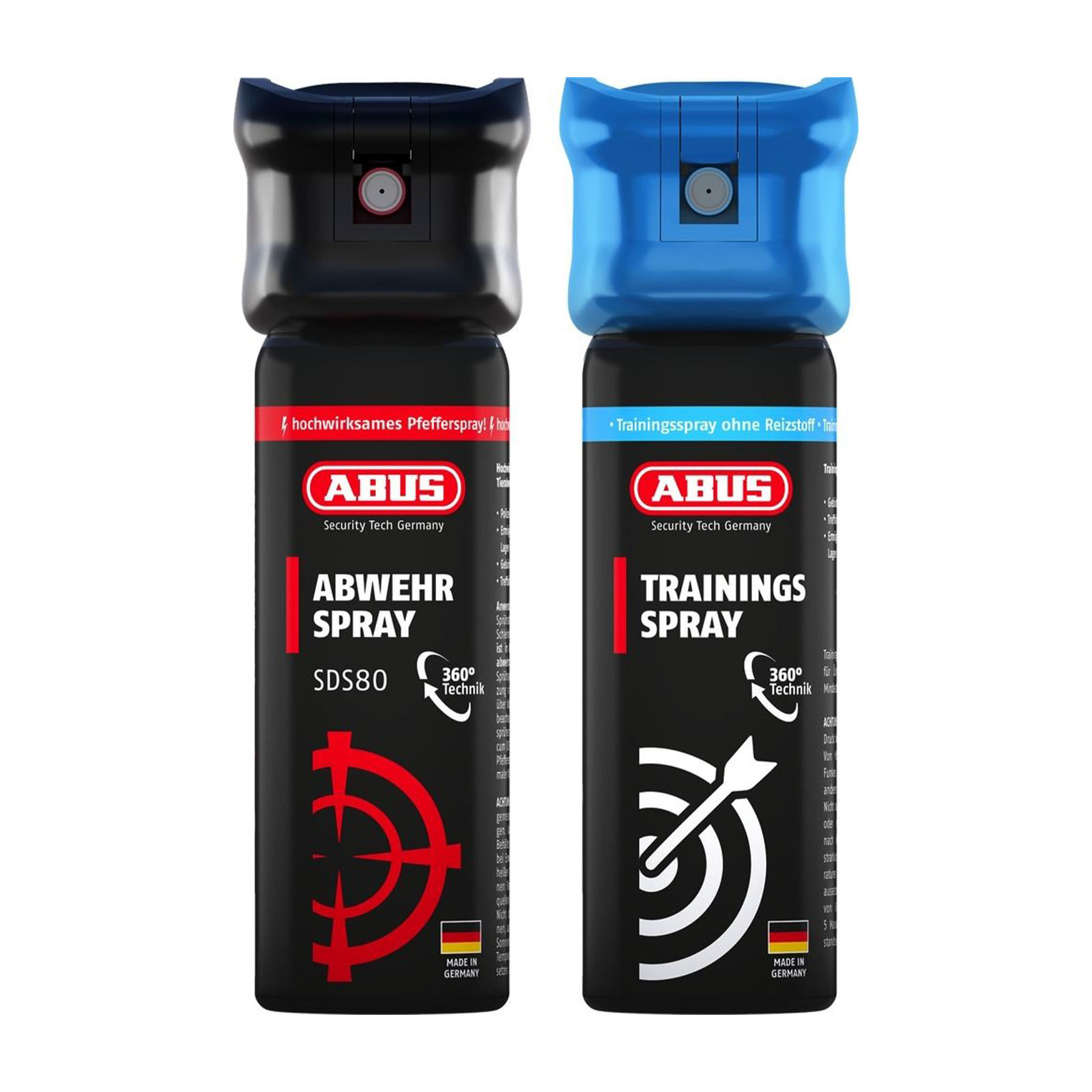 ABUS Abwehrspray Pfefferspray SDS80 inkl. Trainingsspray TwinPack B, Flasche, Zinn