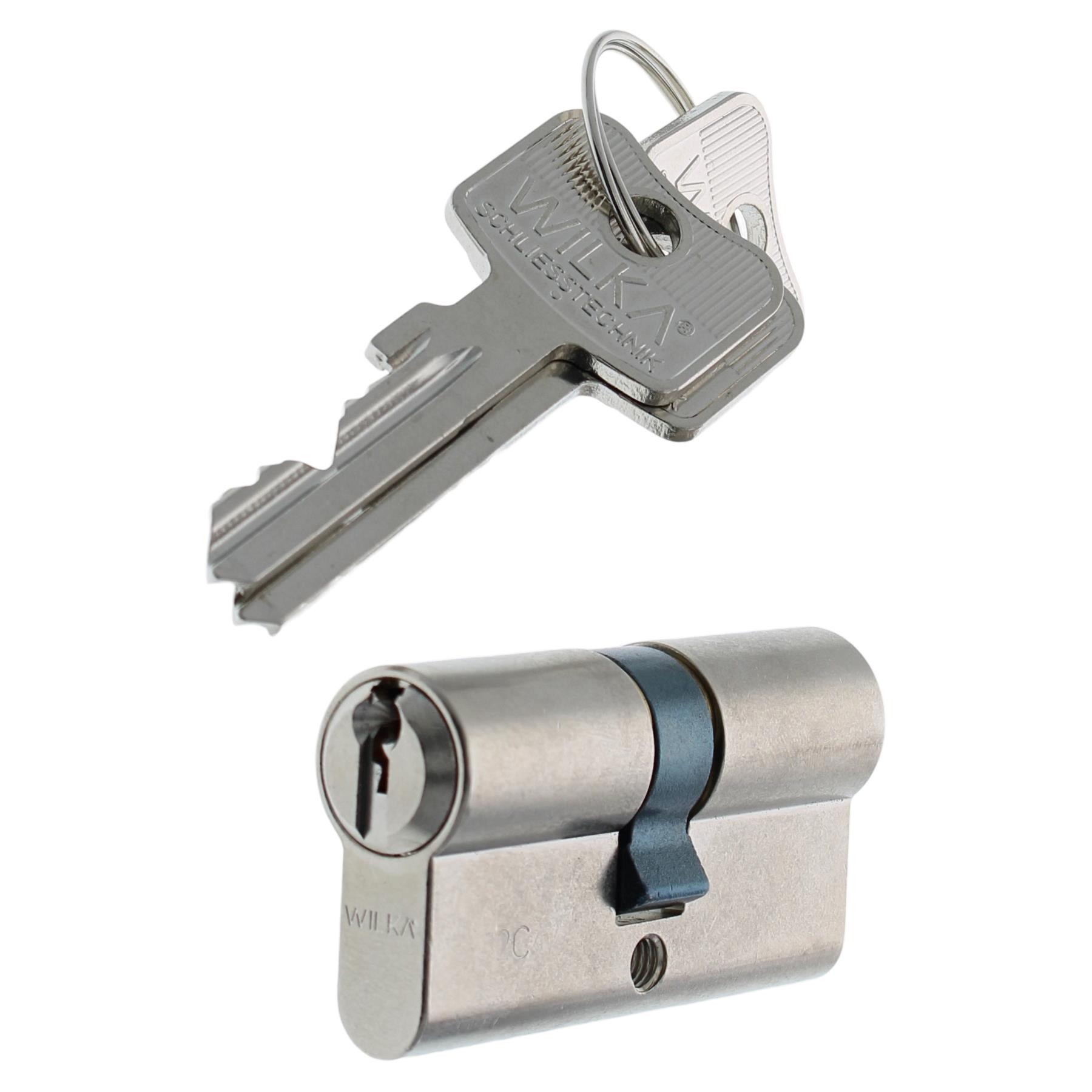 WILKA Standard Doppelzylinder 30/30 Mmv inkl. 3 Schlüssel verschiedenschließend, Schlüssel, Pistole, Waffe