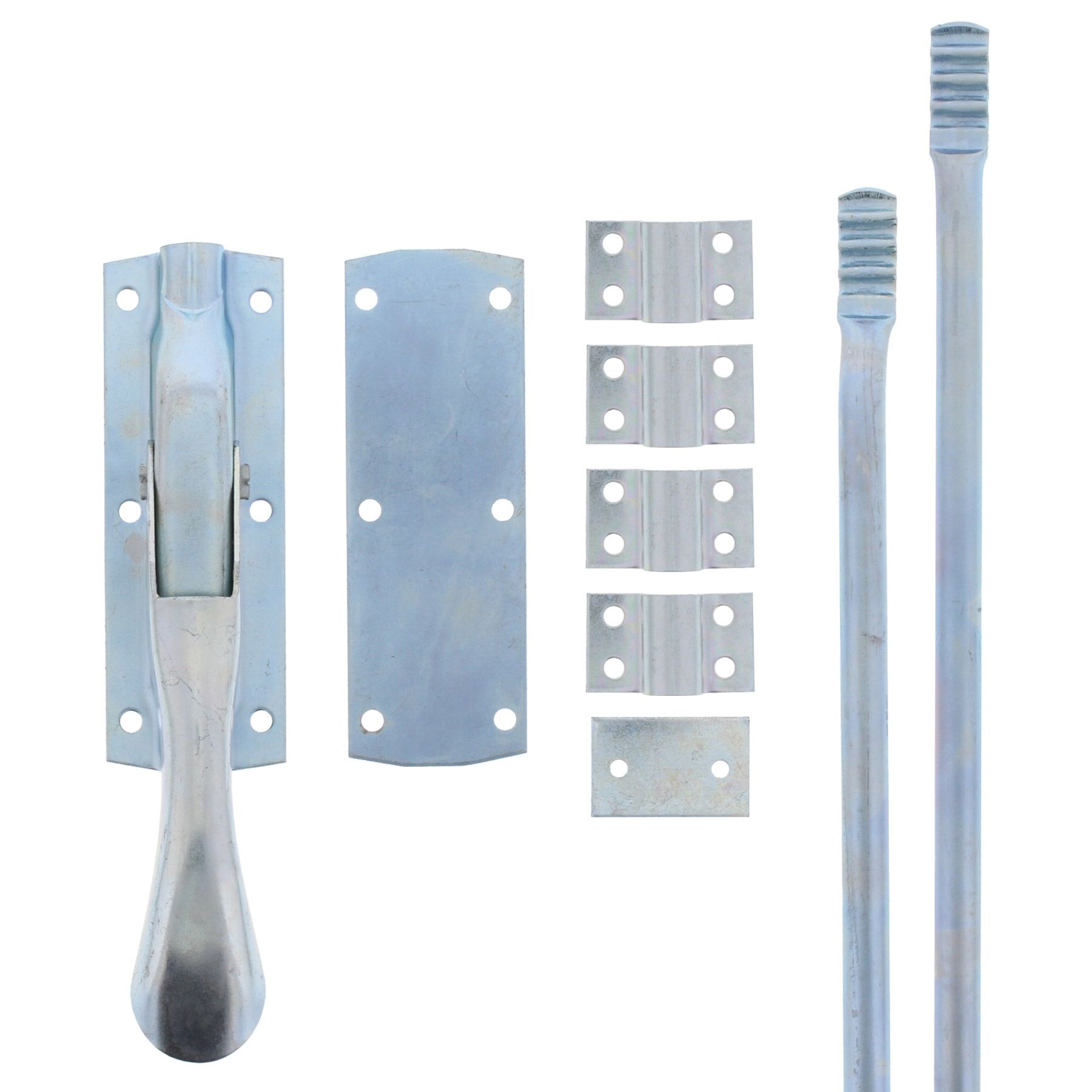 GSG Tortreibriegel TR 12 Komplett-Set mit Stangen 2600 mm hell verzinkt, Pinsel, Gerät, Werkzeug