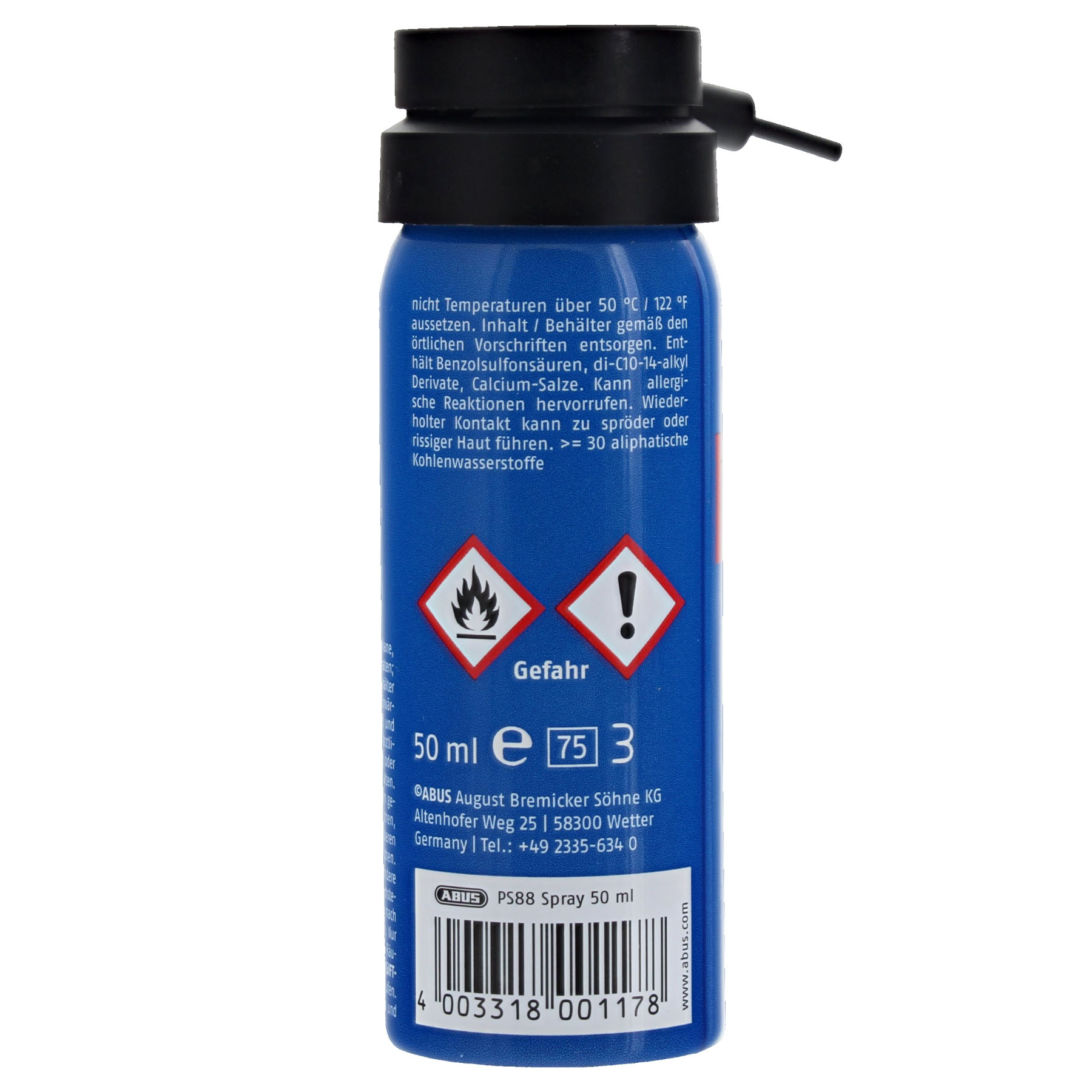 ABUS Schloss Pflegespray PS 88 PS88 50ml Zylinderspflegespray inklusive ToniTec® Microfasertuch, Flasche