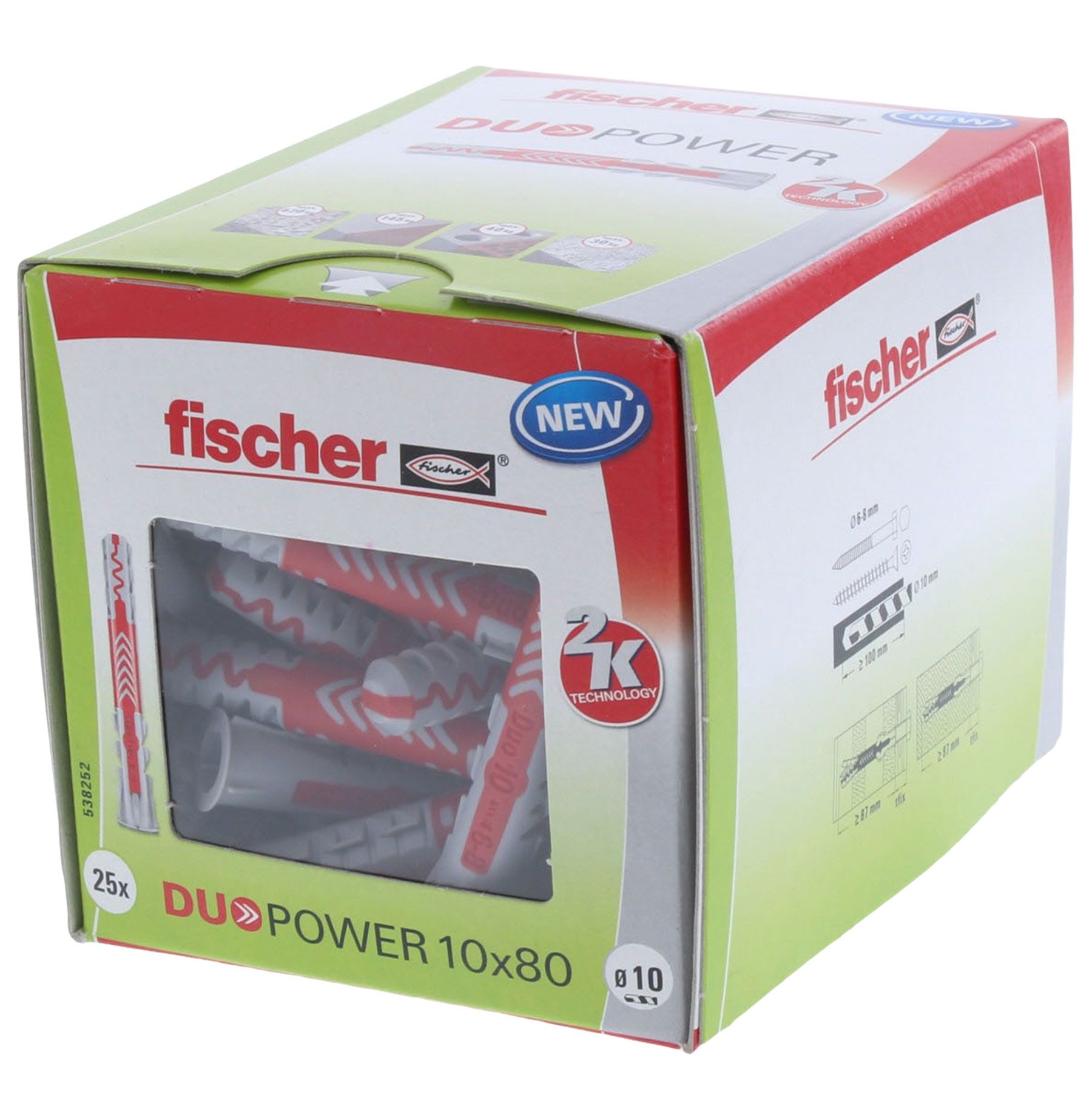 Fischer DUOPOWER Dübel 10x80 25 Stück, Kiste, Erste Hilfe