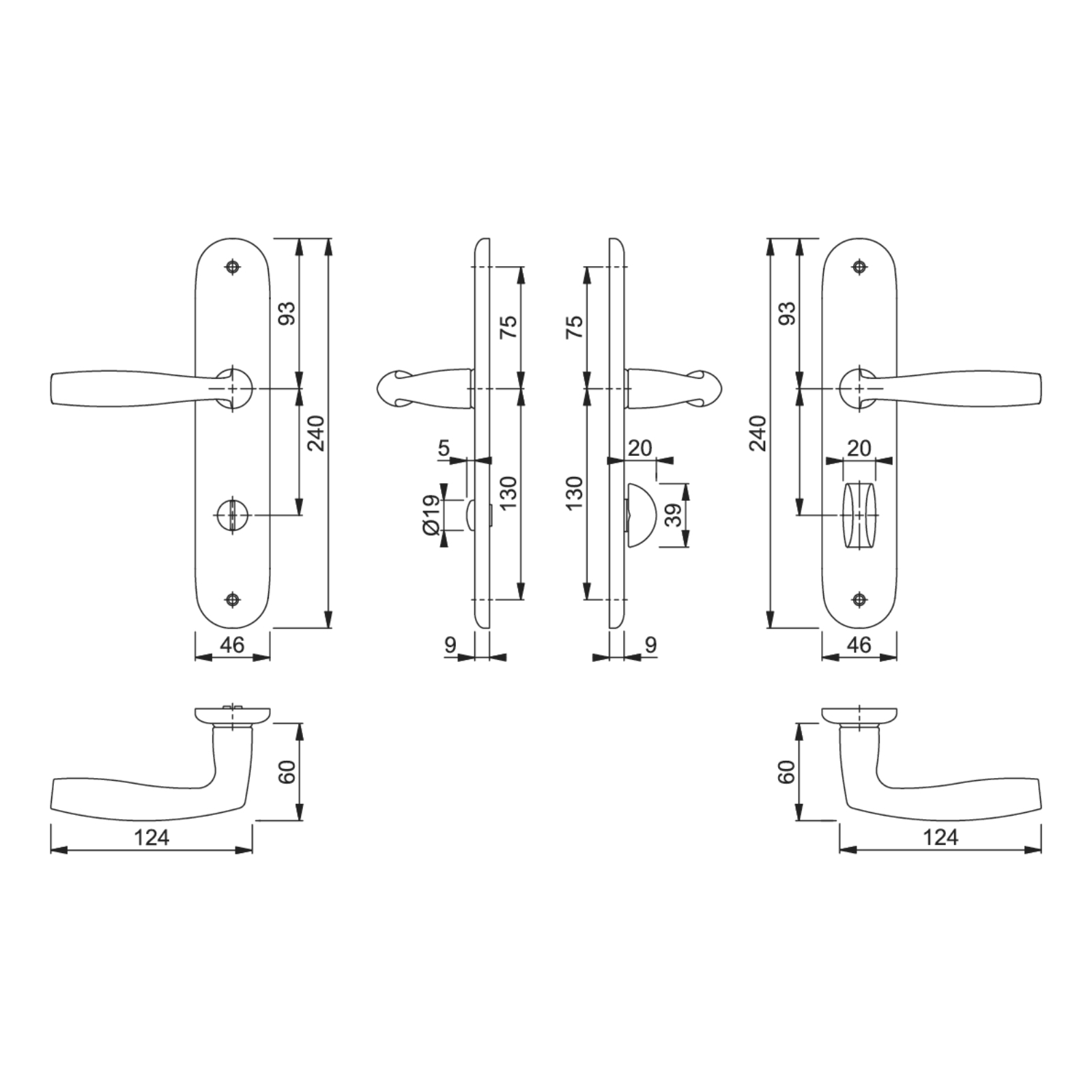 Hoppe BAD-Garnitur 1515/273P RHF+SST SK/OL F1, 2786756