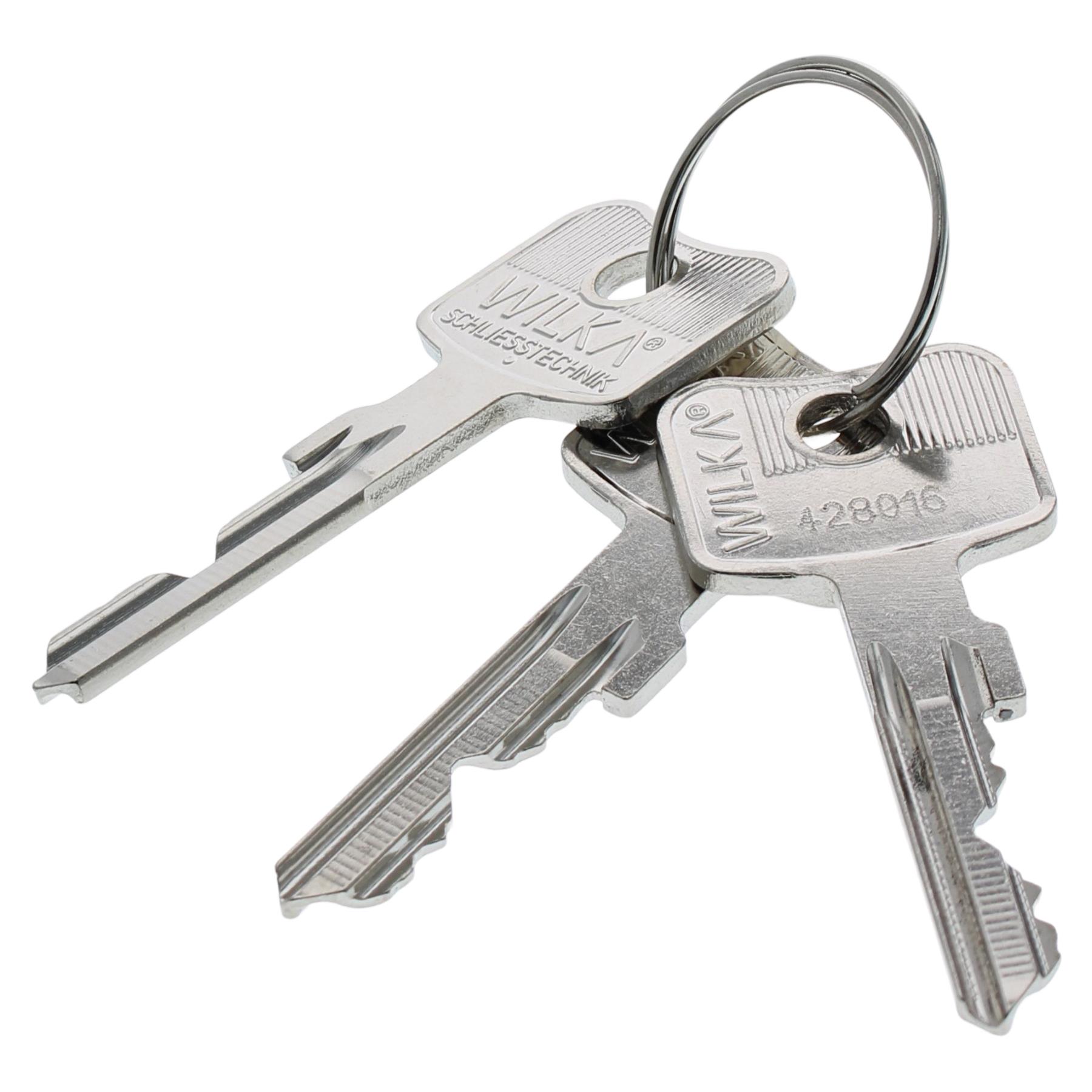 WILKA Standard Doppelzylinder 30/30 Mmv inkl. 3 Schlüssel verschiedenschließend, Schlüssel, Pistole, Waffe