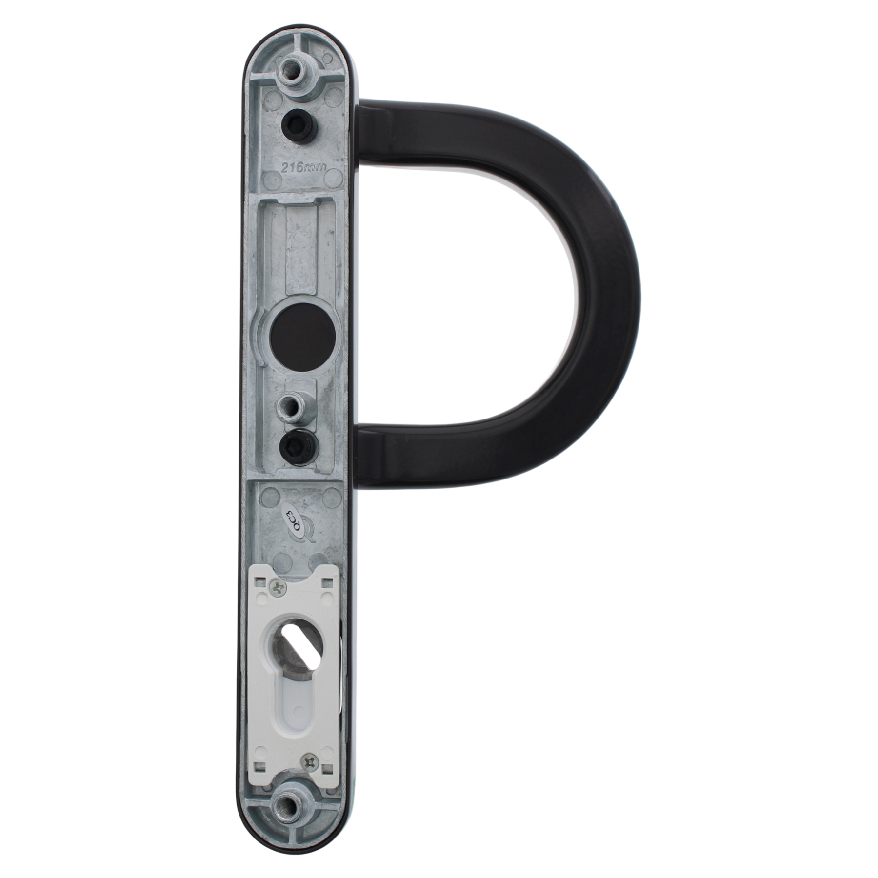 greenteQ Schmalrahmenhalbgarnitur DG58.S216.ZA.AL.SSB.AU PZ 92 RAL8019, Griff