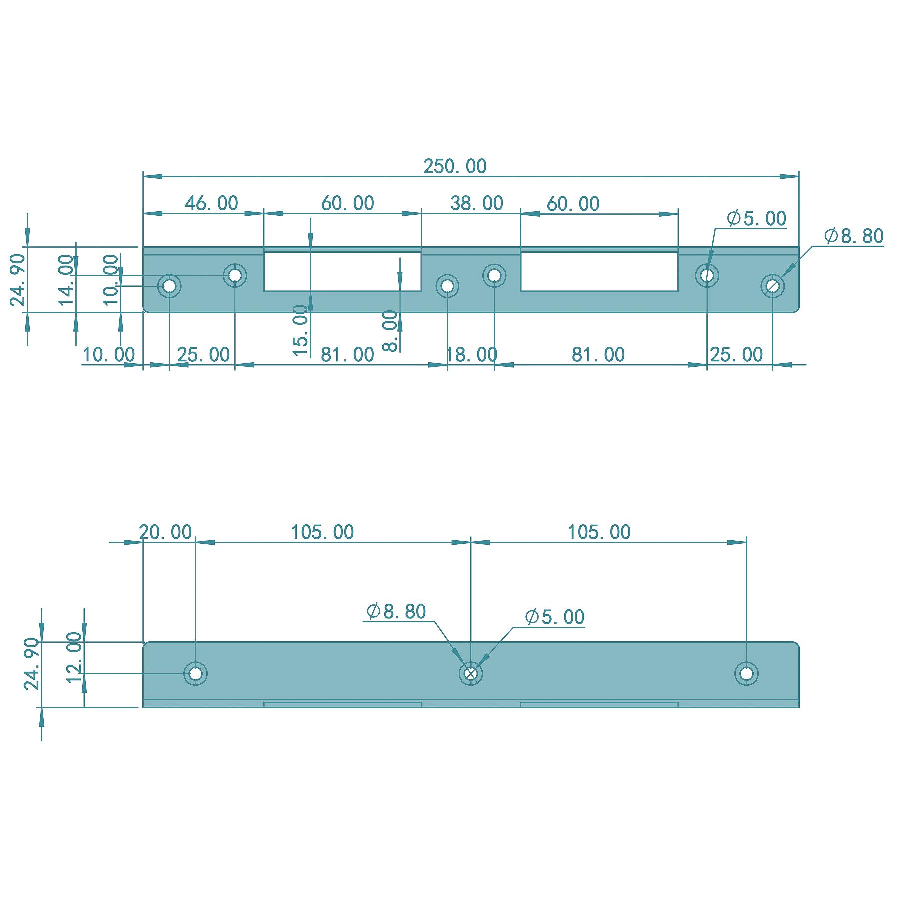 FEPS Lock Winkelschließblech FE-RS003 Edelstahl gebürstet für Holztüren 25x25x250mm
