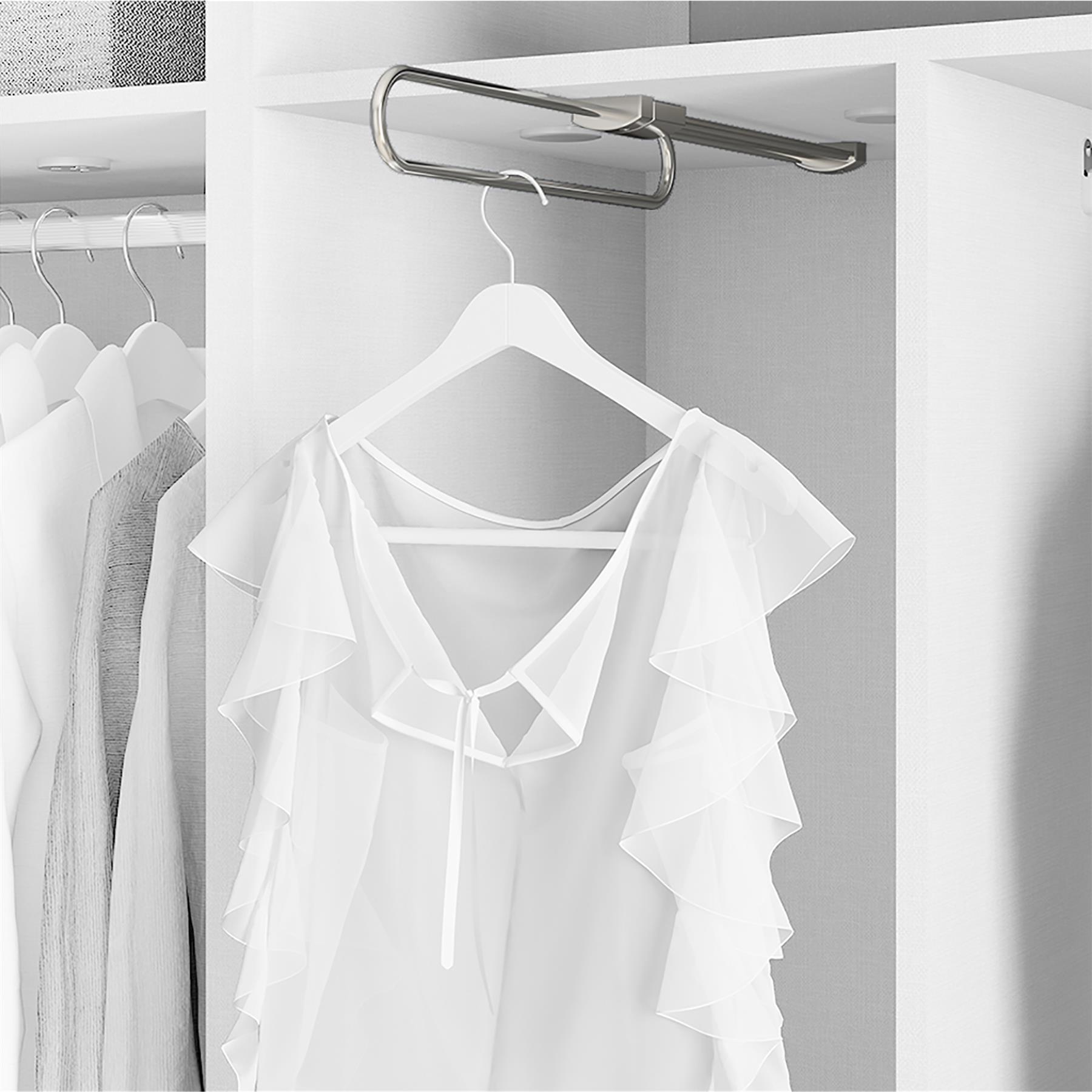 Emuca ausziehbare Kleiderstange für Schränke 300 mm Kunststoff Stahl verchromt