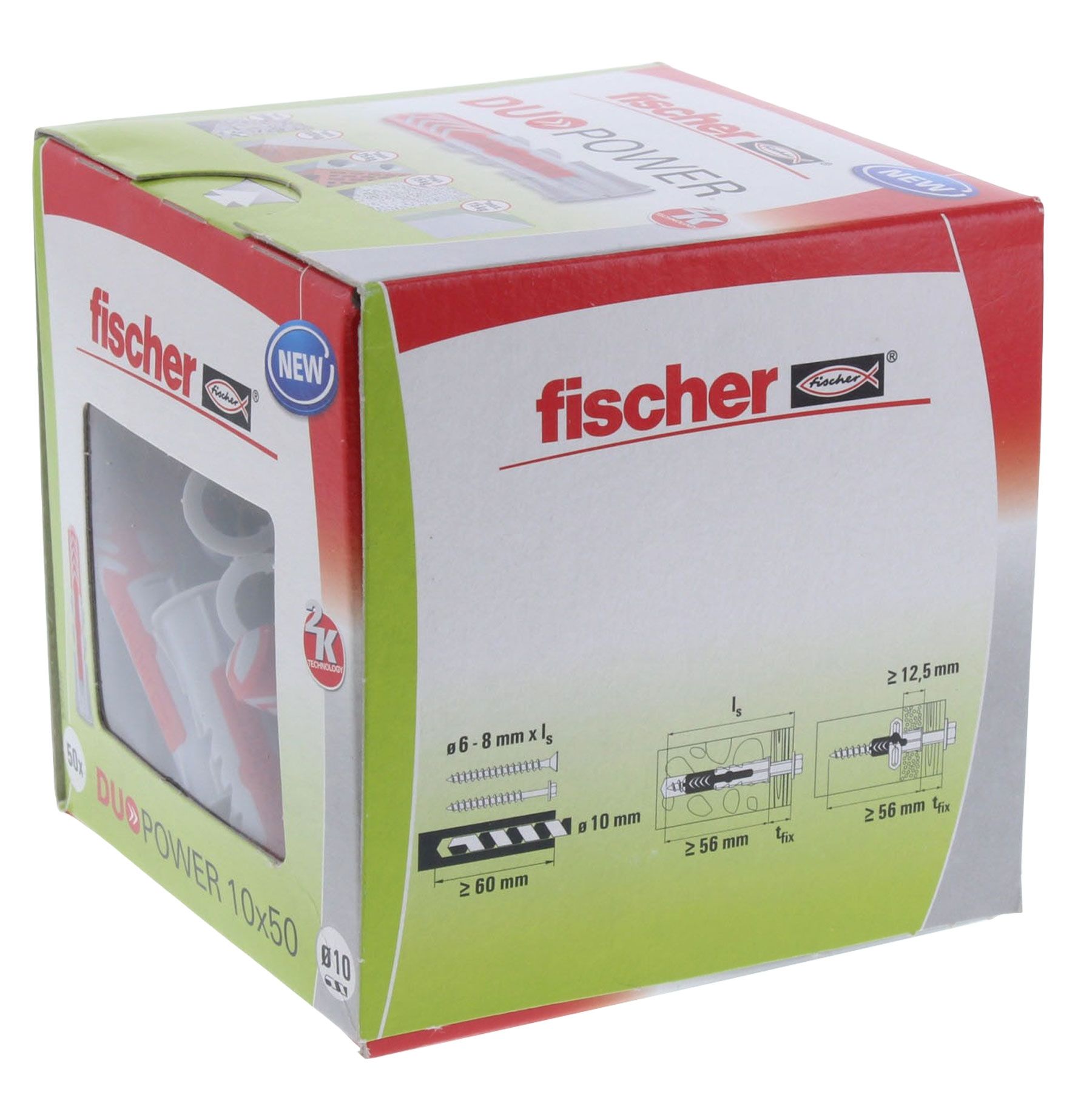 Fischer DUOPOWER Dübel 10x50 mm 50 Stück, Computerausrüstung, Kiste, Postfach, Karton