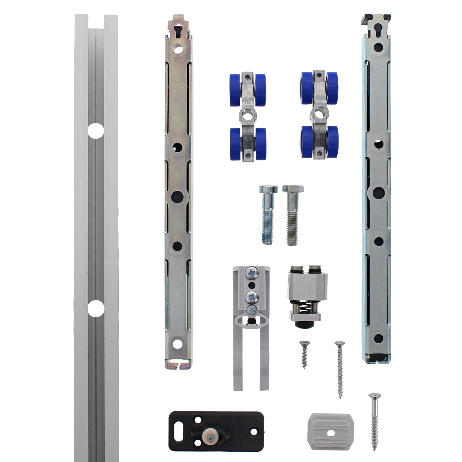 Hawa Garnitur Porta 60 HMT Pocket mit Laufschiene, 2000 mm Alu eloxiert, Komplett-Set für 1 Wandtaschentür, Maschine, Schraube, Gerät