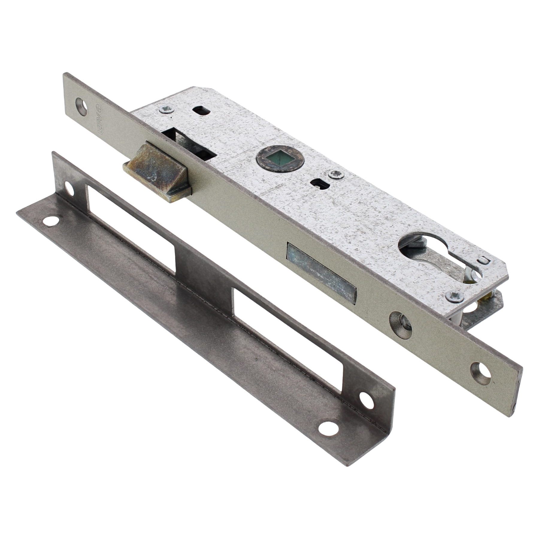 KFV Glastüreinsteckschloss 521-1/2 PZW 30/72/8 mm DIN links mit Schließblech Alt Silber lackiert, Klinge, Rasiermesser, Waffe