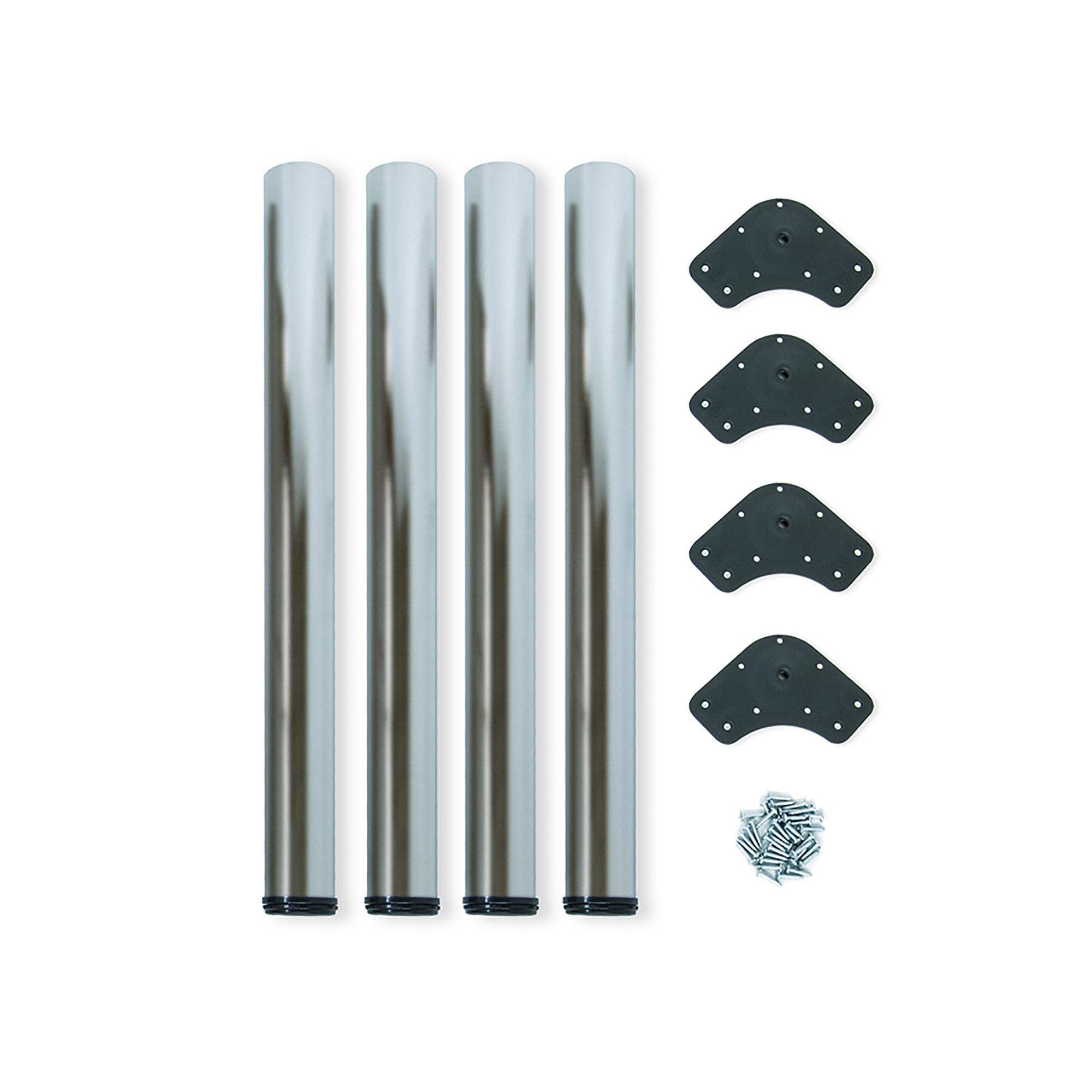 Emuca Tischbein-Set D60 mm höhenverstellbar 710-730 mm Aluminium Stahl vernickelt, 4 Stück, Aluminium