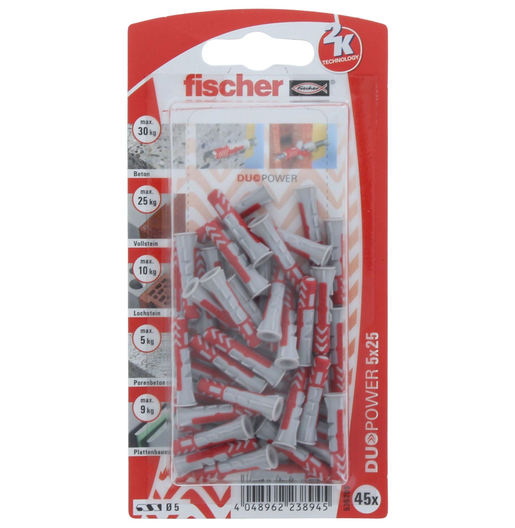 Fischer DUOPOWER Dübel 5x25 mm 45 Stück, Essen, Süßigkeiten
