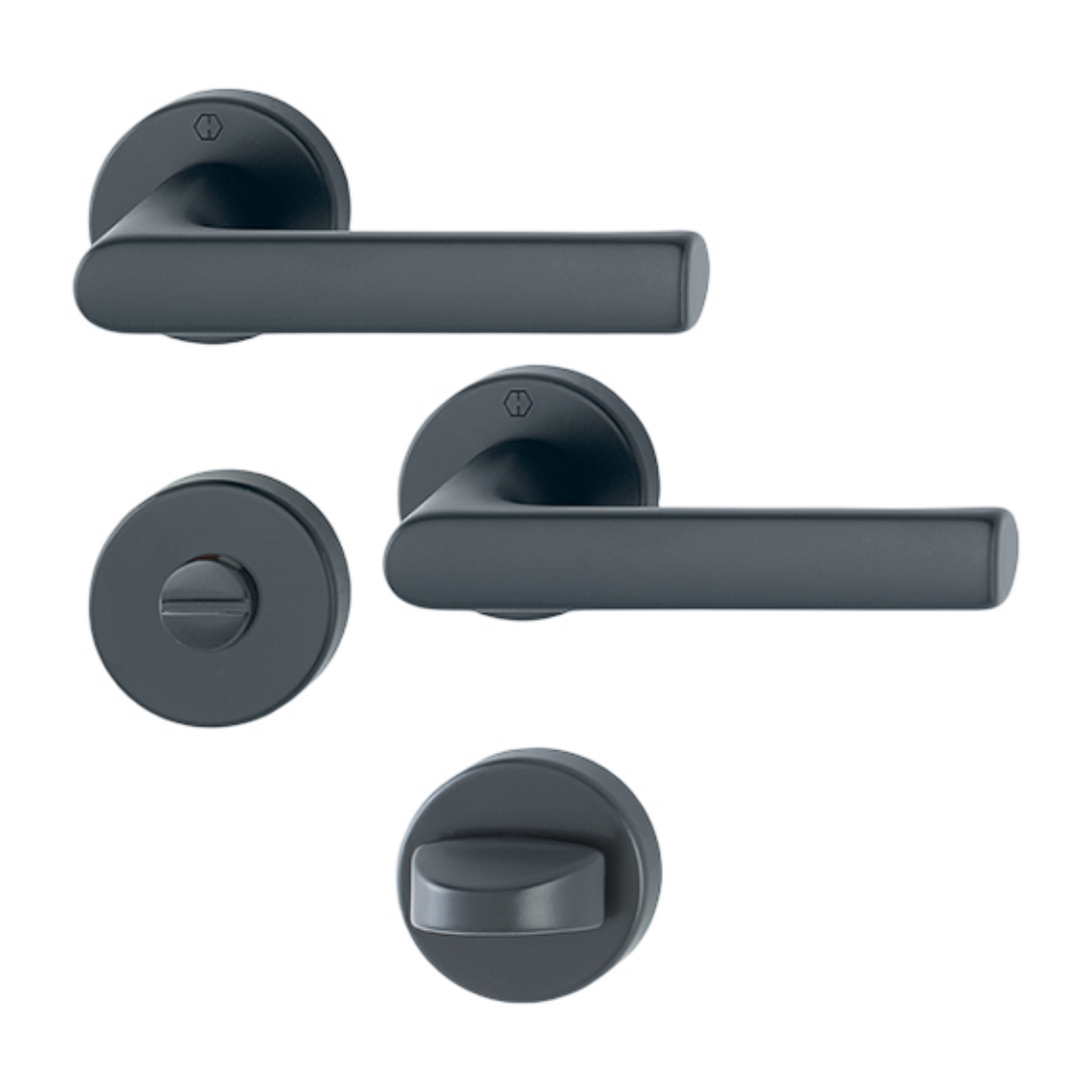 BLACK BEAUTY HOPPE Rosettengarnitur Hamburg 1700/42KB/42KBS SchnellstiftPlus Aluminium F9714M schwarz matt WC (Bad-Ausführung), Griff, Griff