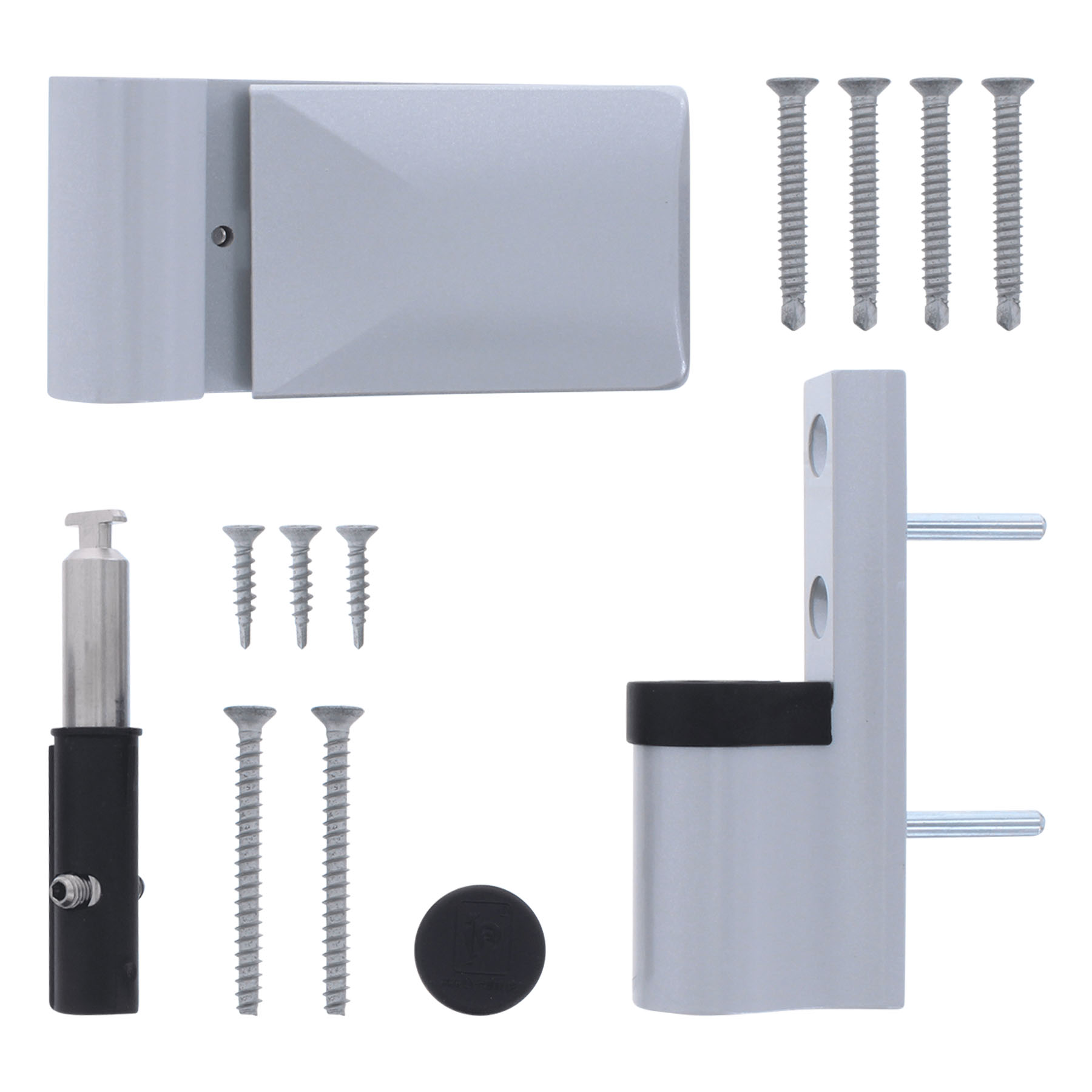 Dr. Hahn KT-N 6R Universal-Aufschraubband P470 A15-20 mm mit Direktverschraubung für Kunststofftüren RAL 9006 weißaluminium, 24 Stück, Maschine, Schraube, Maschine, Schraube, Maschine, Schraube