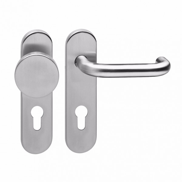 ToniTec Feuerschutz Kurzschildwechselgarnitur U-Form PZ 72mm Edelstahl, Griff, Badezimmer, Drinnen, Zimmer, Duscharmatur