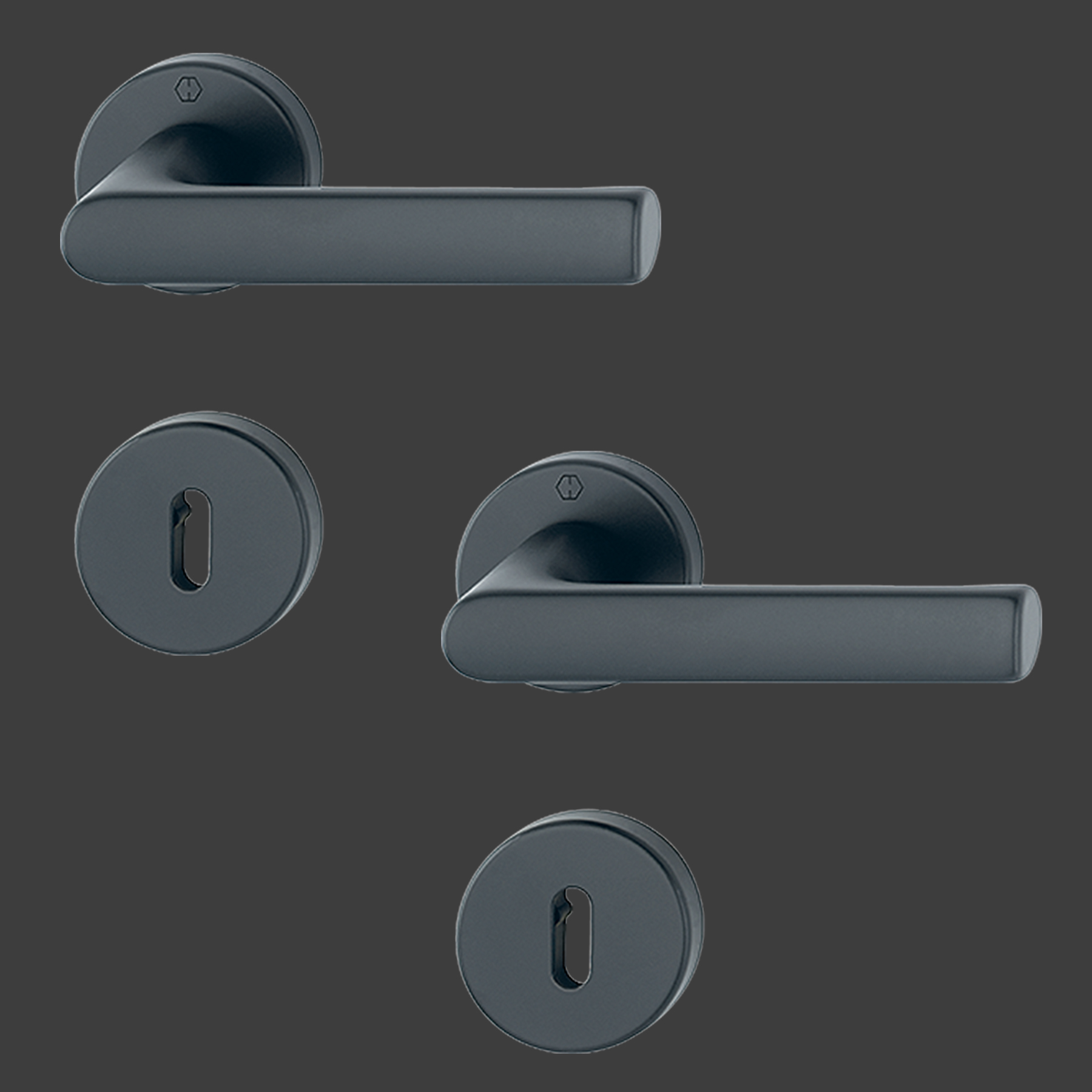 BLACK BEAUTY HOPPE Rosettengarnitur Hamburg 1700/42KB/42KBS SchnellstiftPlus Aluminium F9714M schwarz matt BB (Buntbart), Griff